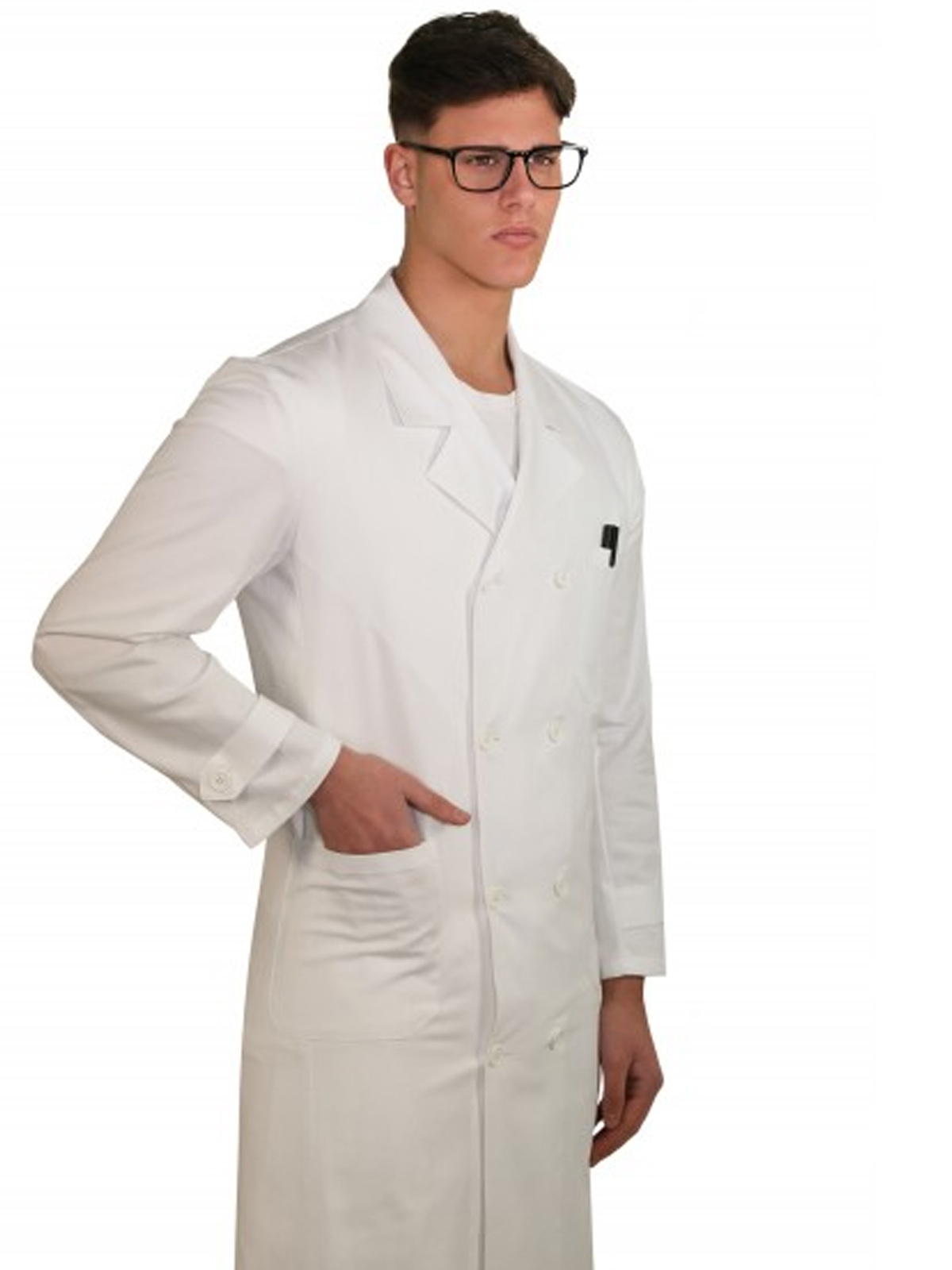 Lab coat double breasted white man hospital doctor doctor pharmacist clinic - Personalizzabile con il tuo logo