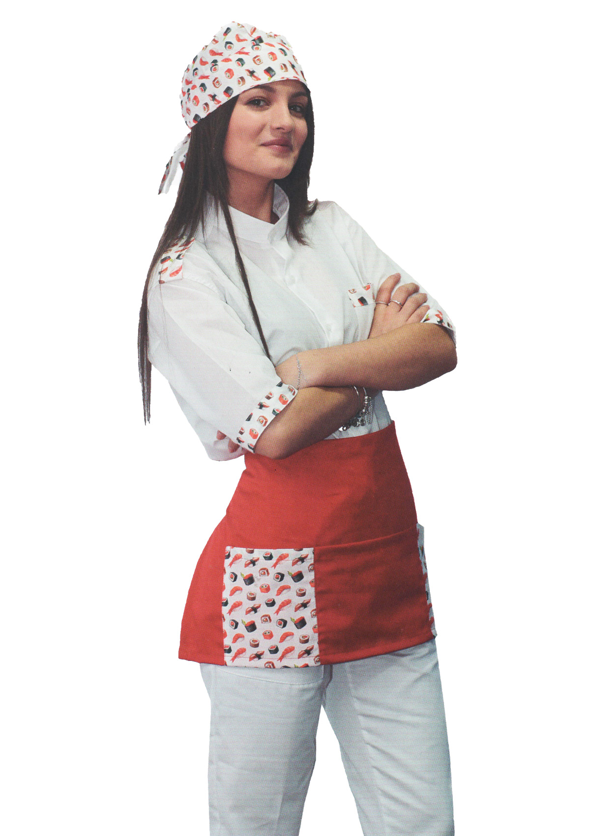 Camicia maniche corte estiva unisex uomo donna chiosco bar ristorante Sushi Sashimi Nigiri Maki dalla xs alla xl bianca e nera