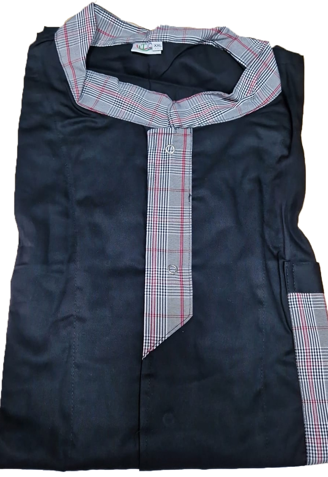 Giacca cuoco a casacca con bottoni automatici limited edition nero e blu made in italy - Personalizzabile con il tuo logo