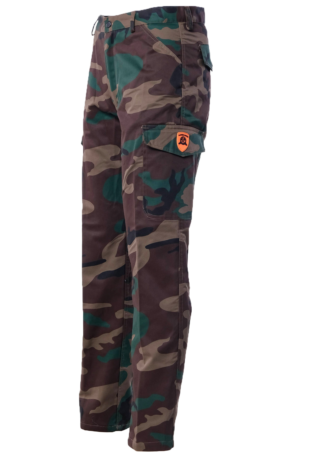 Pantalone sfoderato in cotone tasche anteriori large verde woodland camo uomo dalla 46 alla 64