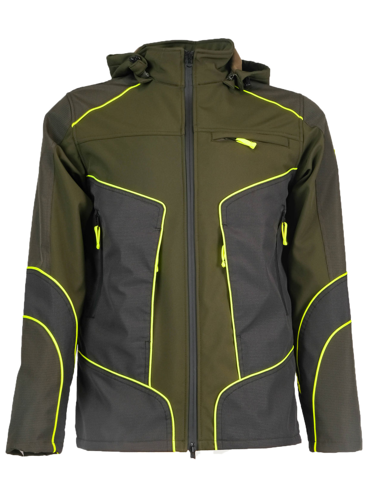 Giacca giubbino softshell caccia pesca abbigliamento tecnico uomo cappuccio - Personalizzabile con il tuo logo