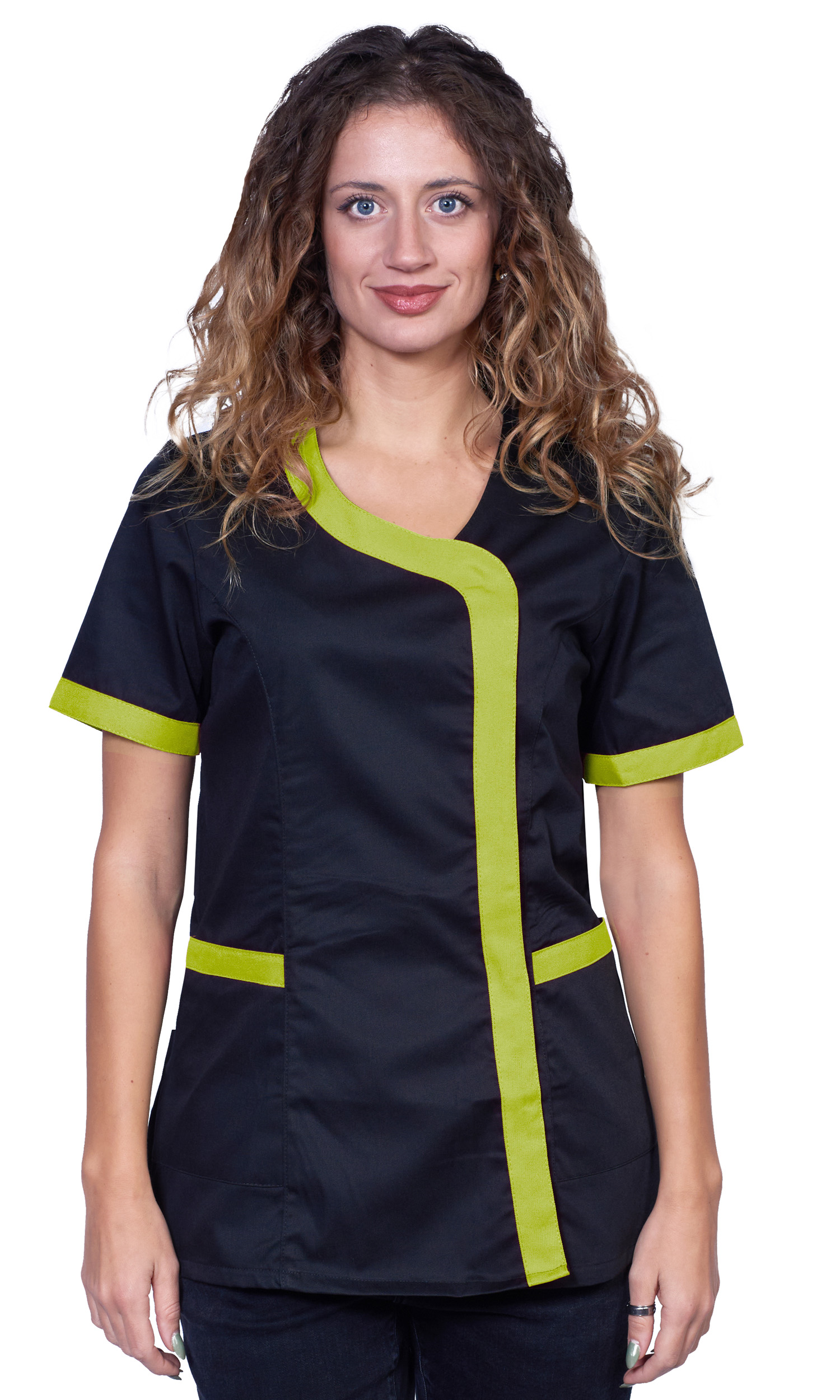 Camice casacca grembiule lavoro nero donna parrucchiera estetista centro estetico vari colori taglie dalla XS alla XXXL