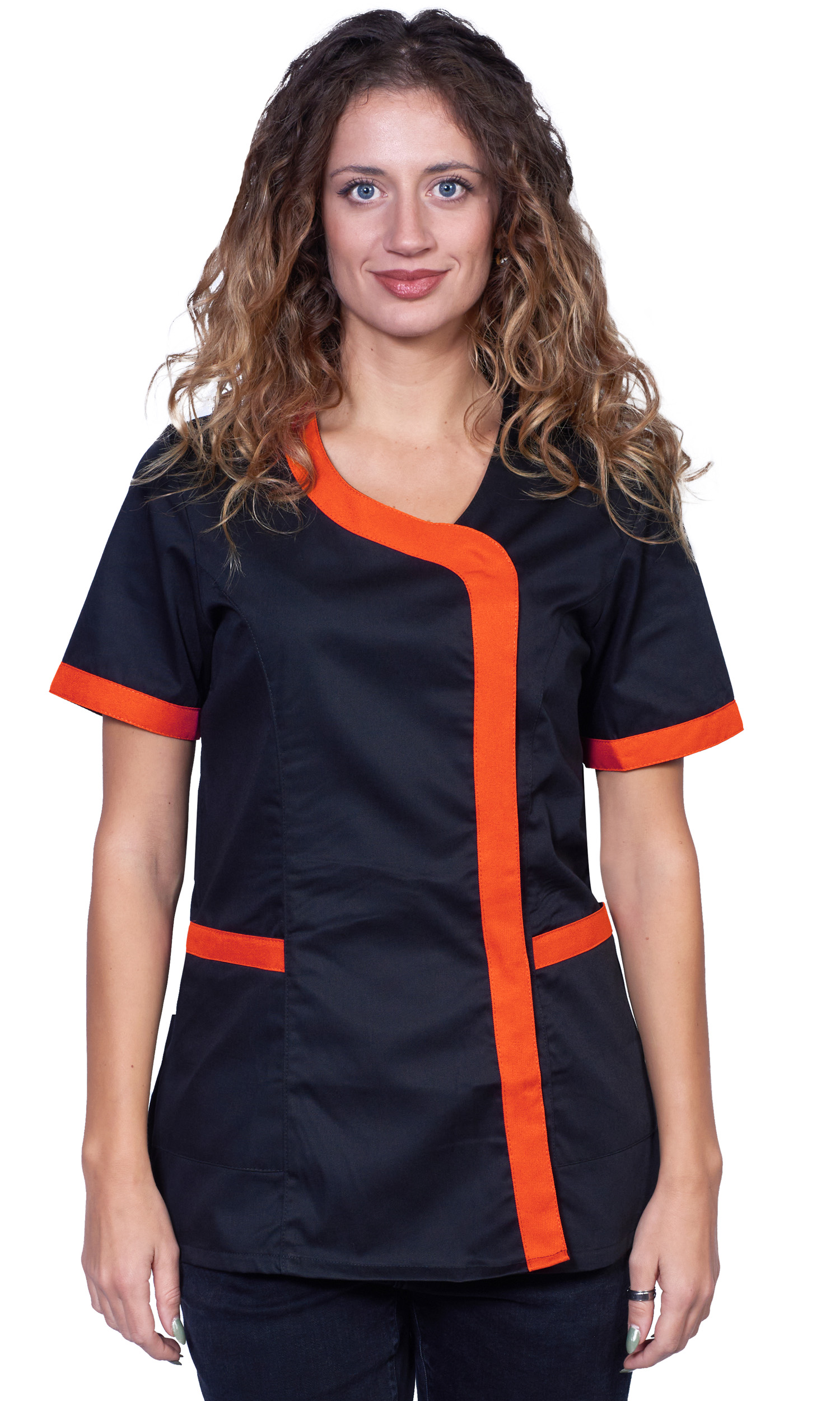 Camice casacca grembiule lavoro nero donna parrucchiera estetista centro estetico vari colori taglie dalla XS alla XXXL