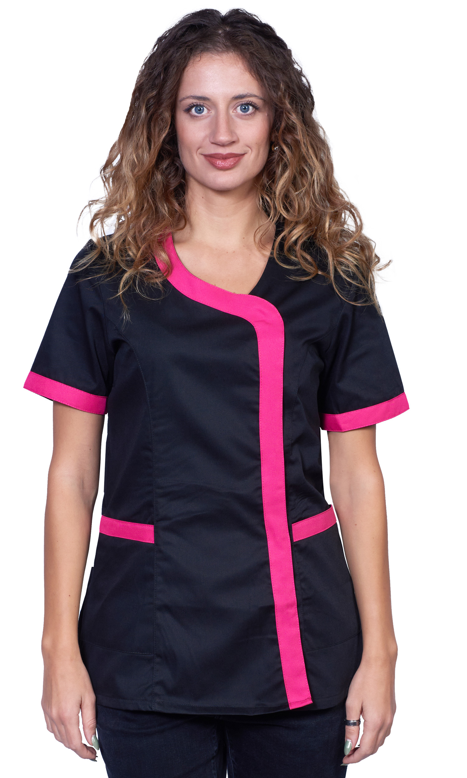 Camice casacca grembiule lavoro nero donna parrucchiera estetista centro estetico vari colori taglie dalla XS alla XXXL
