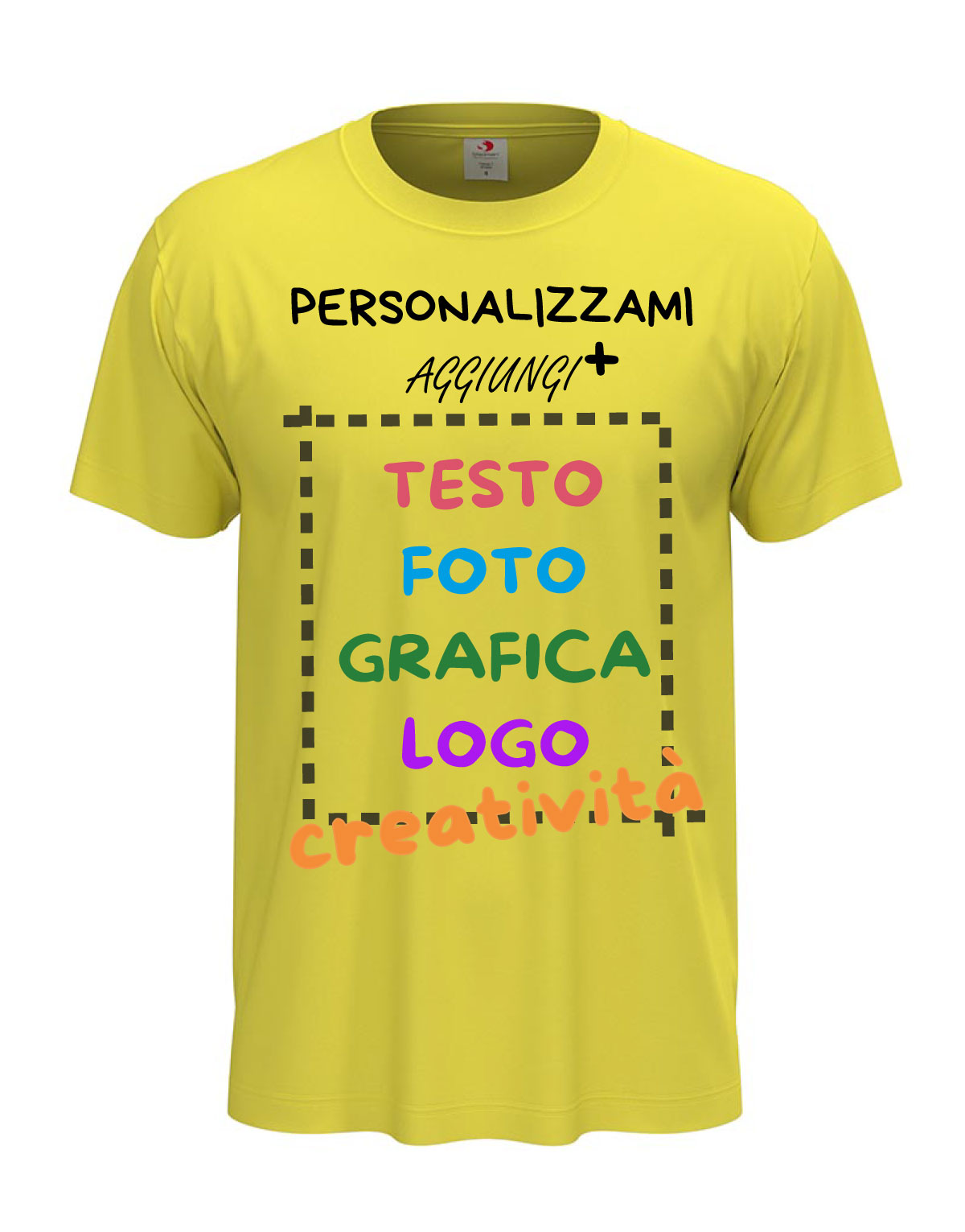 T-Shirt manica corta uomo girocollo 100% cotone vari colori da XXS a 5XL STAMPA DIRETTA su tessuto PERSONALIZZA CON IL TUO LOGO