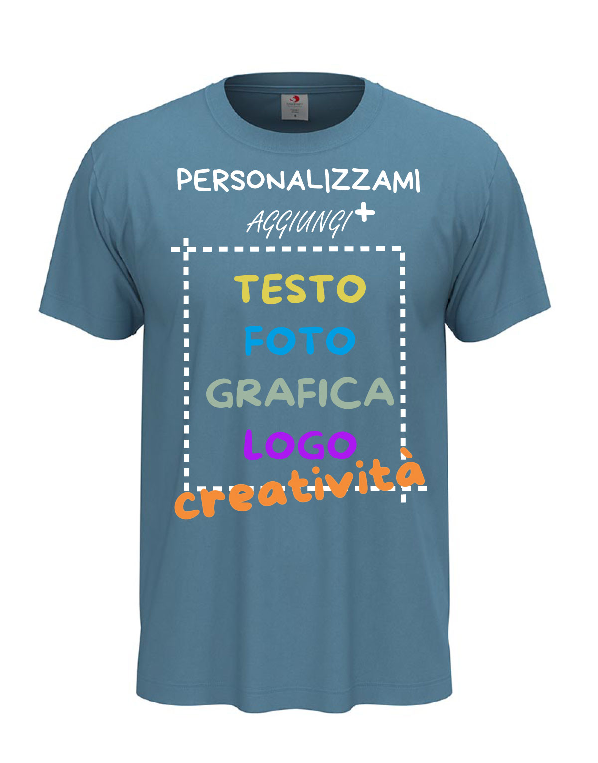 T-Shirt manica corta uomo girocollo 100% cotone vari colori da XXS a 5XL STAMPA DIRETTA su tessuto PERSONALIZZA CON IL TUO LOGO