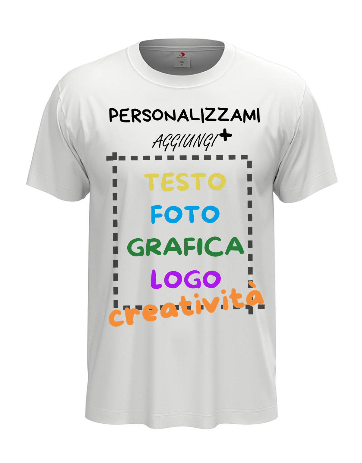 T-Shirt manica corta uomo girocollo 100% cotone vari colori da XXS a 5XL STAMPA DIRETTA su tessuto PERSONALIZZA CON IL TUO LOGO