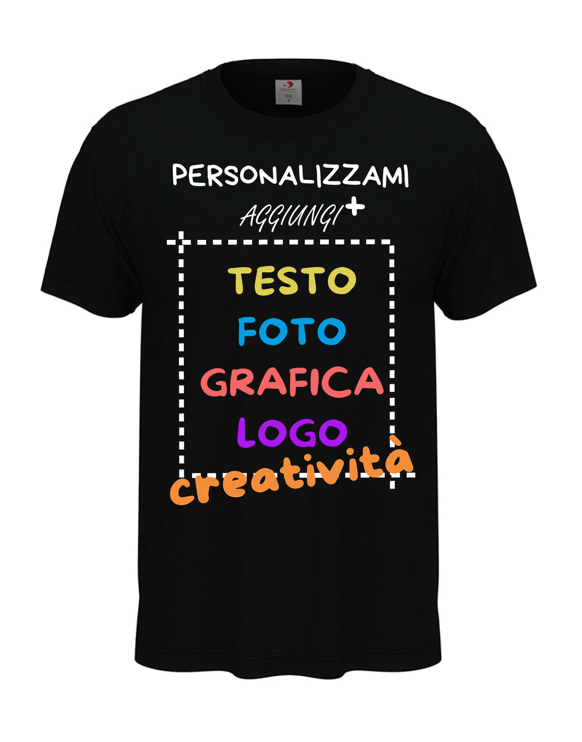 T-Shirt manica corta uomo girocollo 100% cotone vari colori da XXS a 5XL STAMPA DIRETTA su tessuto PERSONALIZZA CON IL TUO LOGO