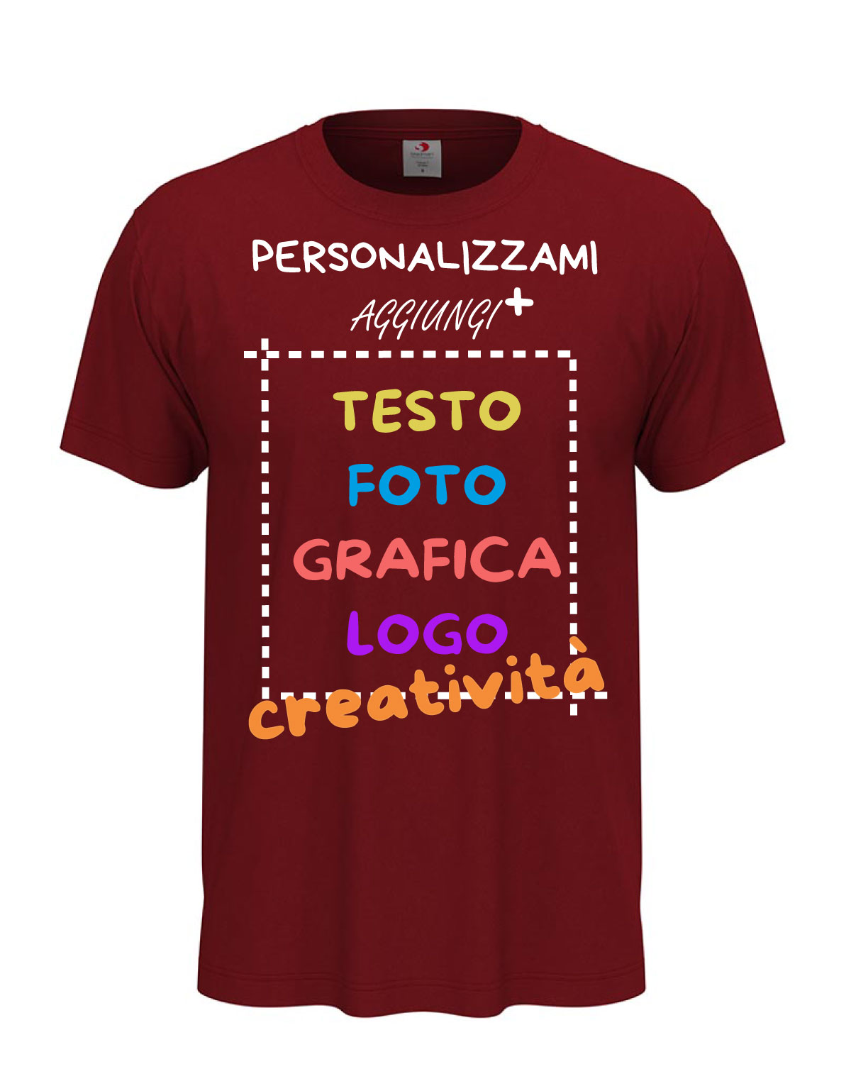 T-Shirt manica corta uomo girocollo 100% cotone vari colori da XXS a 5XL STAMPA DIRETTA su tessuto PERSONALIZZA CON IL TUO LOGO