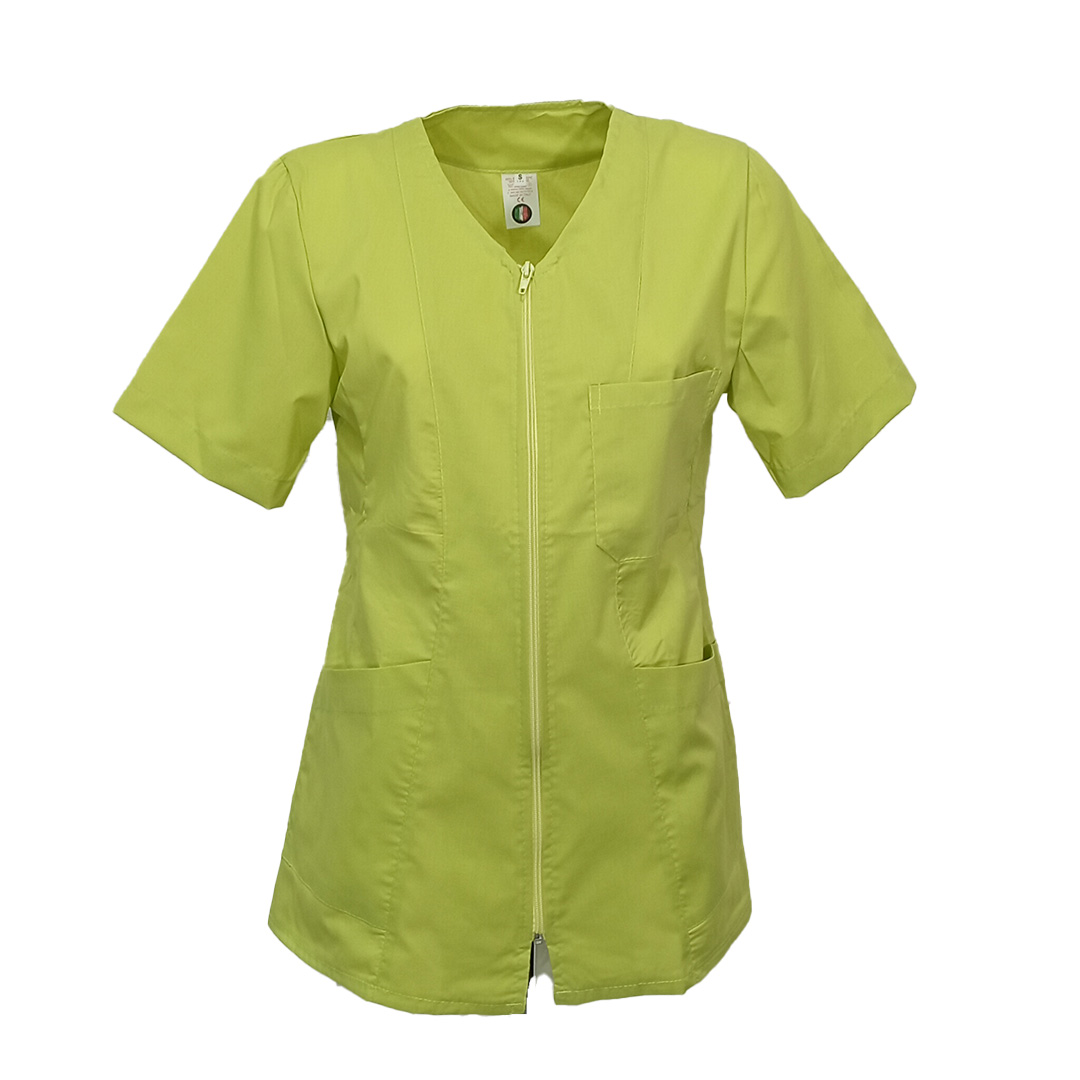 Camice casacca estetista parrucchiera centro estetico massaggi lavoro zip cotone - Personalizzabile con il tuo logo