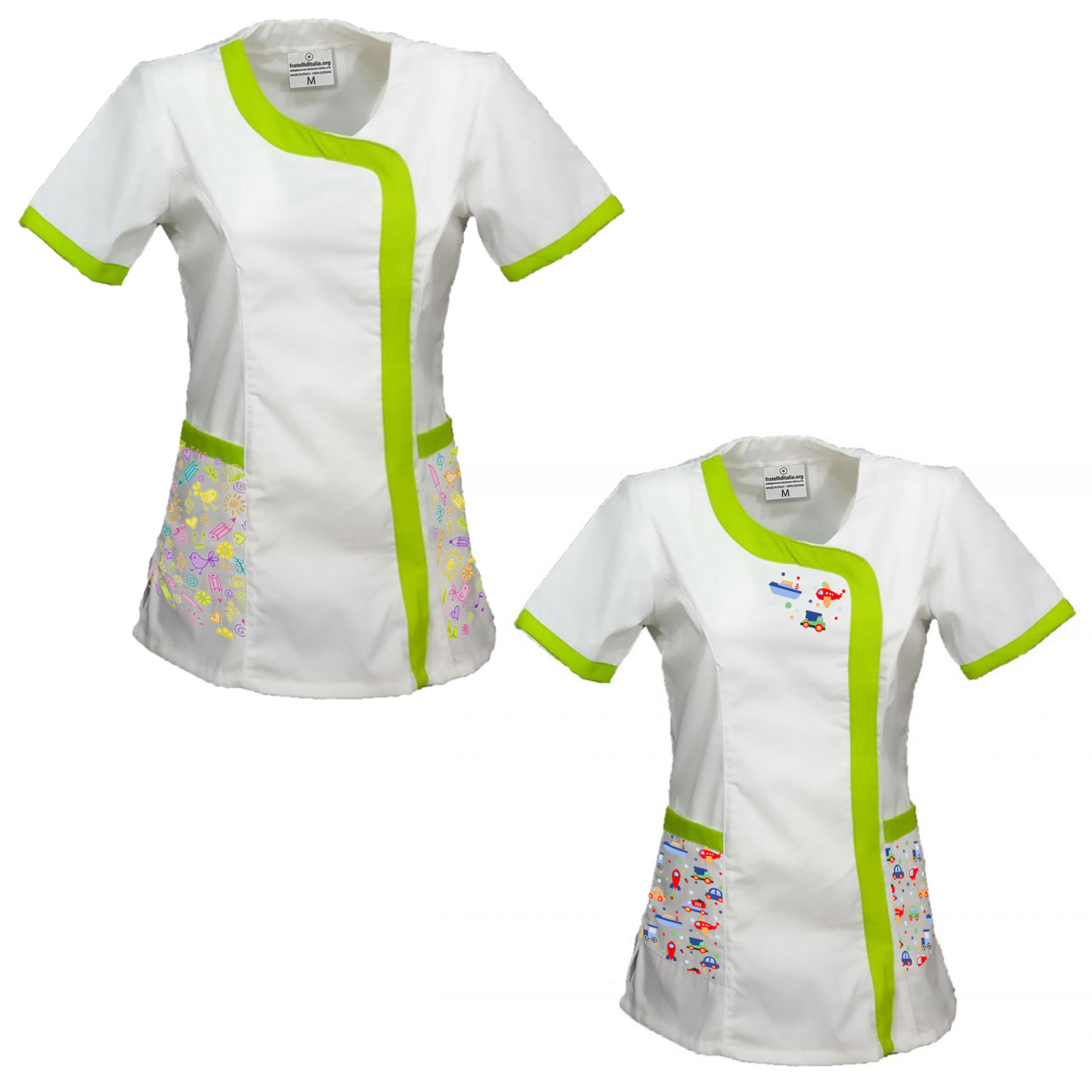 Set of 2 Aprons for Kindergarten and Primary School Teacher with Colorful Prints