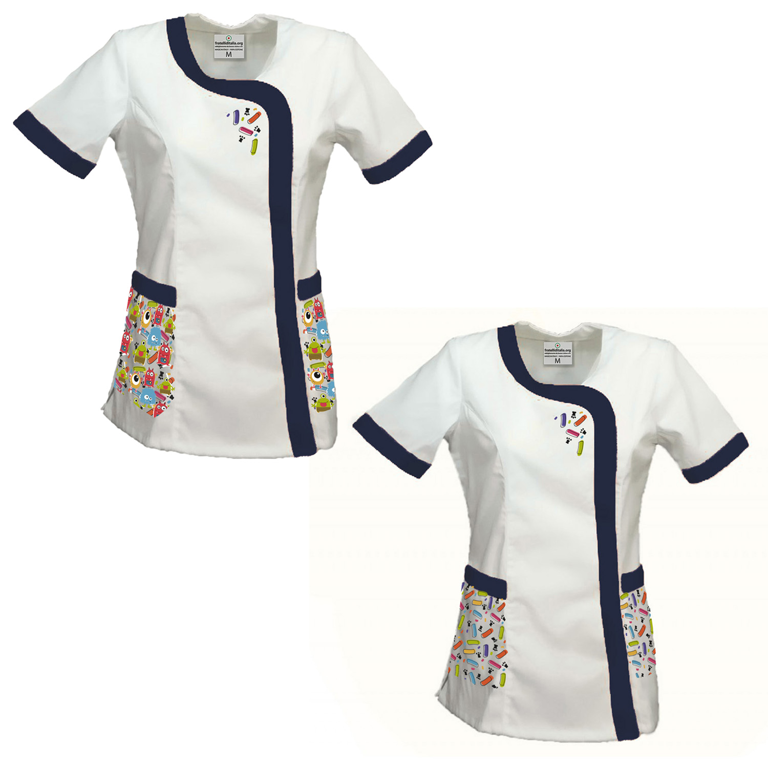 Set of 2 Aprons for Kindergarten and Primary School Teacher with Colorful Prints