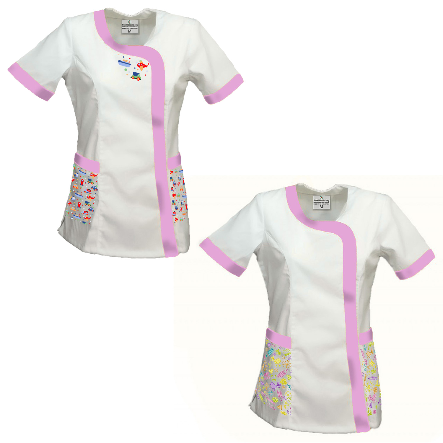 Set of 2 Aprons for Kindergarten and Primary School Teacher with Colorful Prints