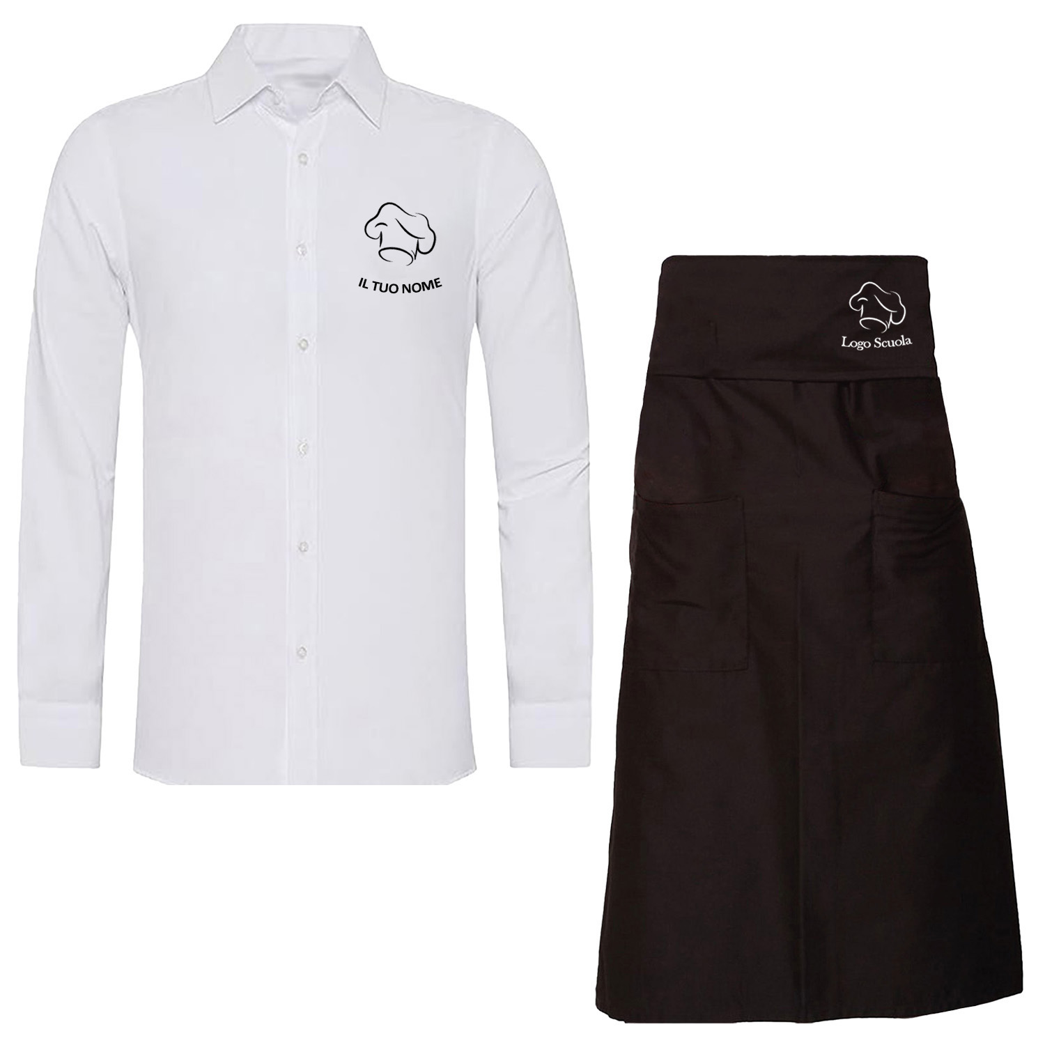 Kit Uomo con Grembiule e Camicia per Cameriere Sala e Bar disponibile in diverse taglie e colori made in italy