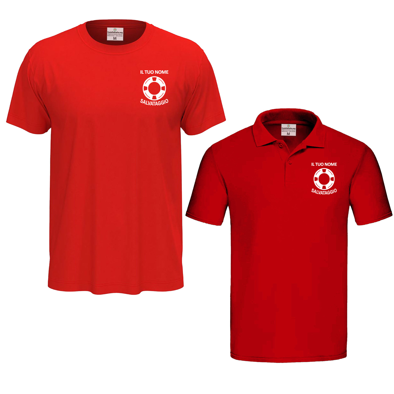 Kit Bagnino Salvataggio T-shirt e Polo con disegni stampati su entrambi i capi sia fronte che retro
