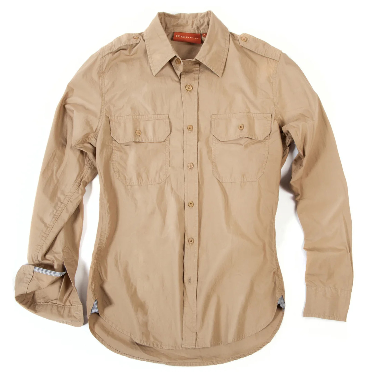 Men\'s shirt hunting camo beige poplin buttons pockets mountain technical clothing