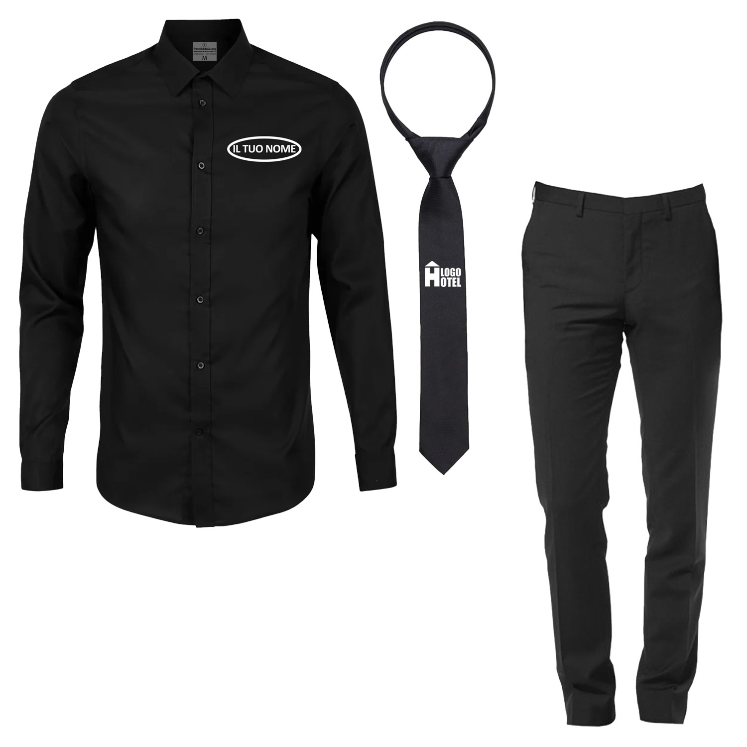 Uniforme Personalizzabile per Facchino e Bagagista con Camicia Pantalone e Cravatta