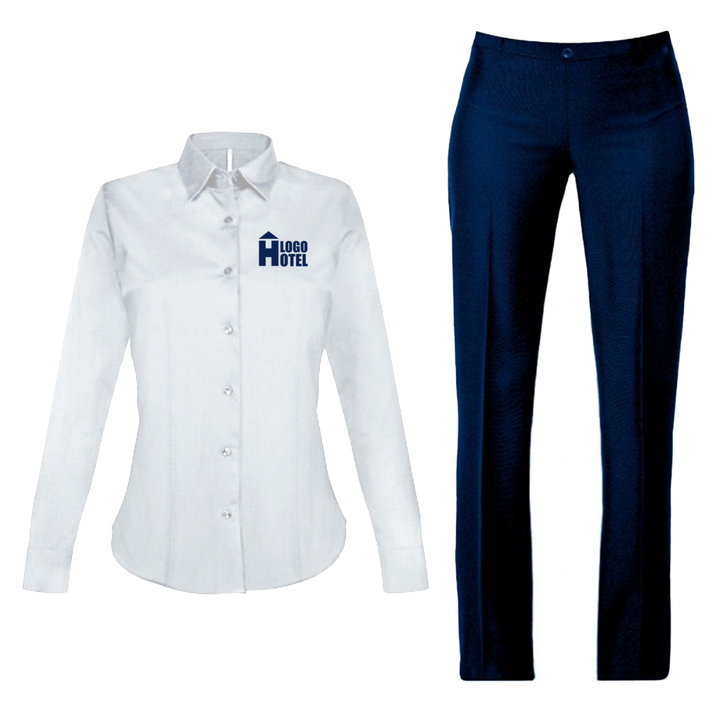 Kit Divisa Reception Hotel per Donna con Camicia manica lunga in cotone e Pantalone made in italy