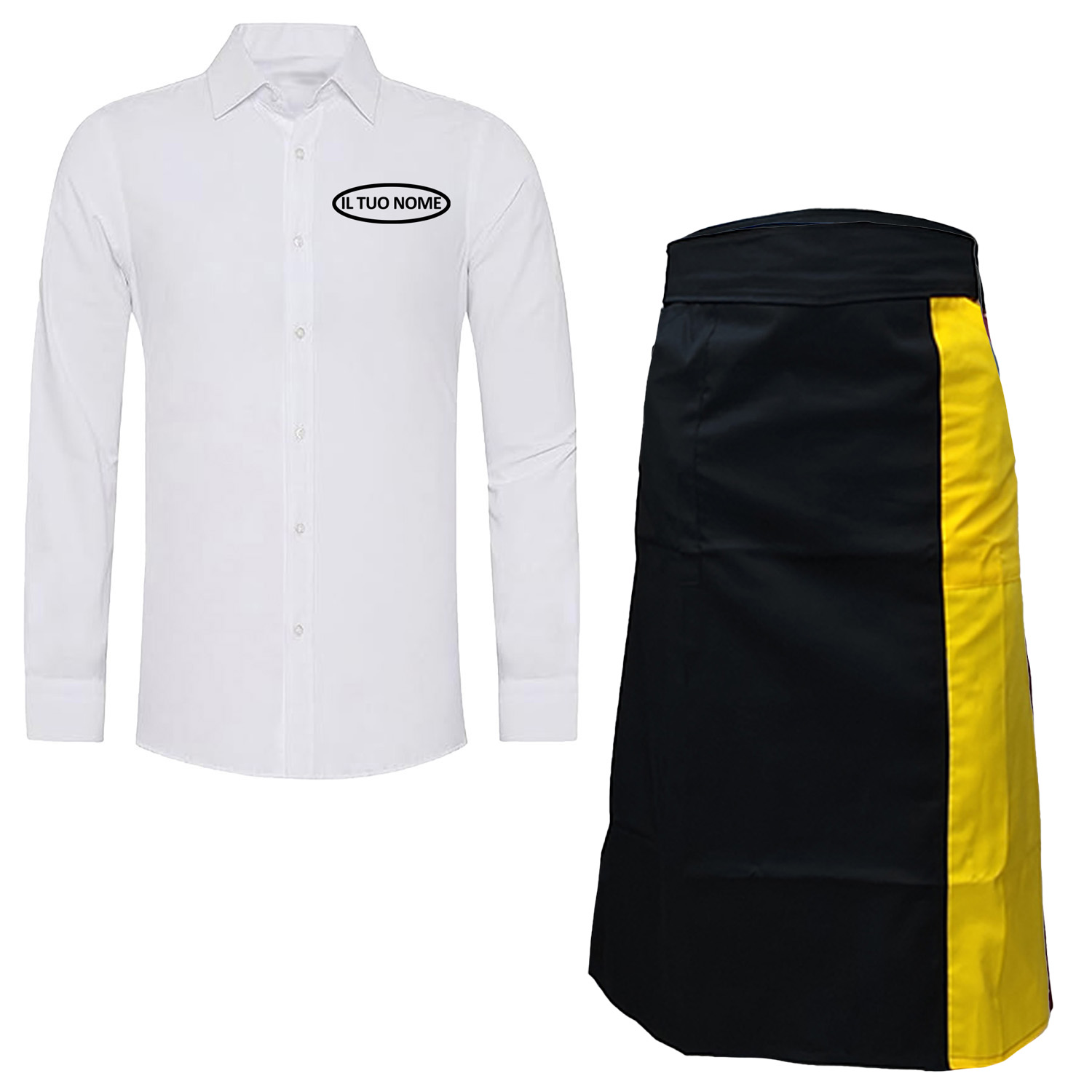 Kit Uomo con Grembiule e Camicia per Cameriere Sala e Bar disponibile in diverse taglie e colori made in italy