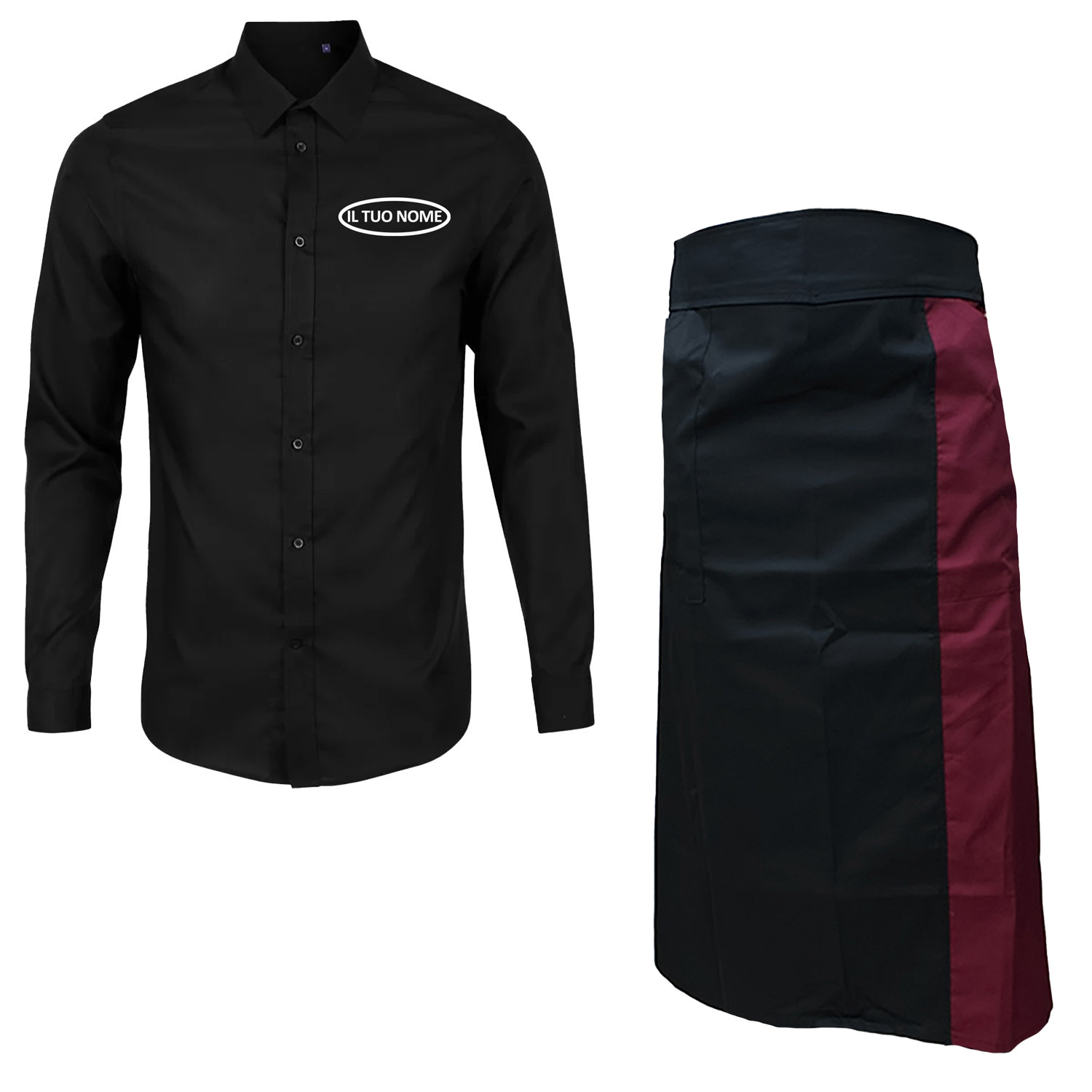 Kit Uomo con Grembiule e Camicia per Cameriere Sala e Bar disponibile in diverse taglie e colori made in italy