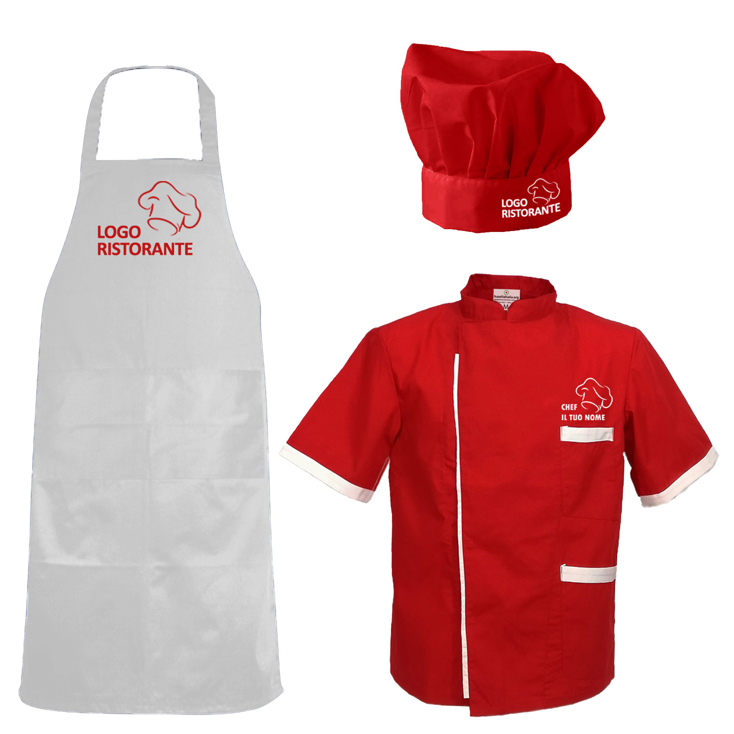 Kit Divisa Cuoco Personalizzabile per Cucina o Scuola Alberghiera: Grembiule, Cappello e Giacca Estiva