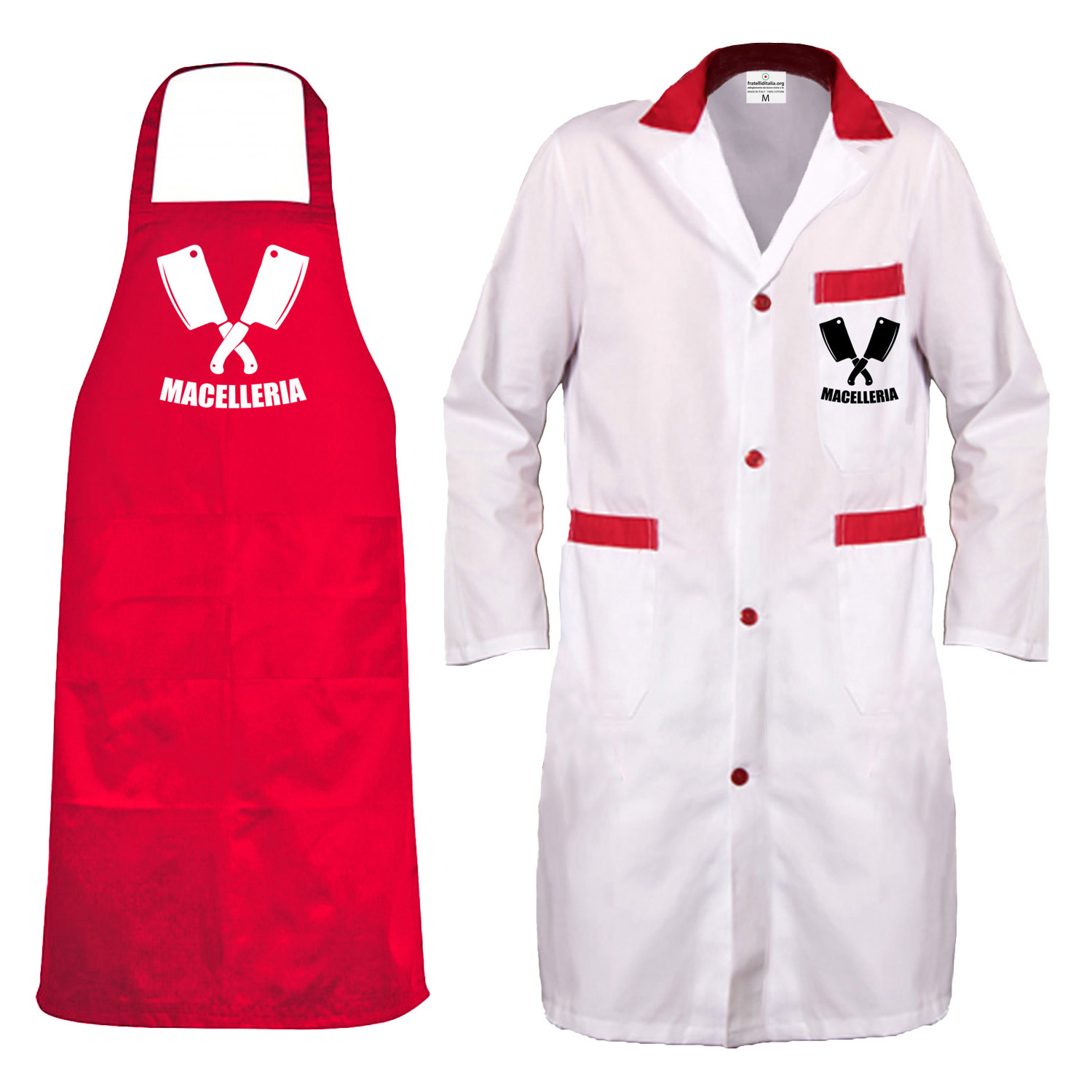 Kit Divisa Uomo supermercato Camice e grembiule Ideale per salumerie laboratori macellerie made in italy
