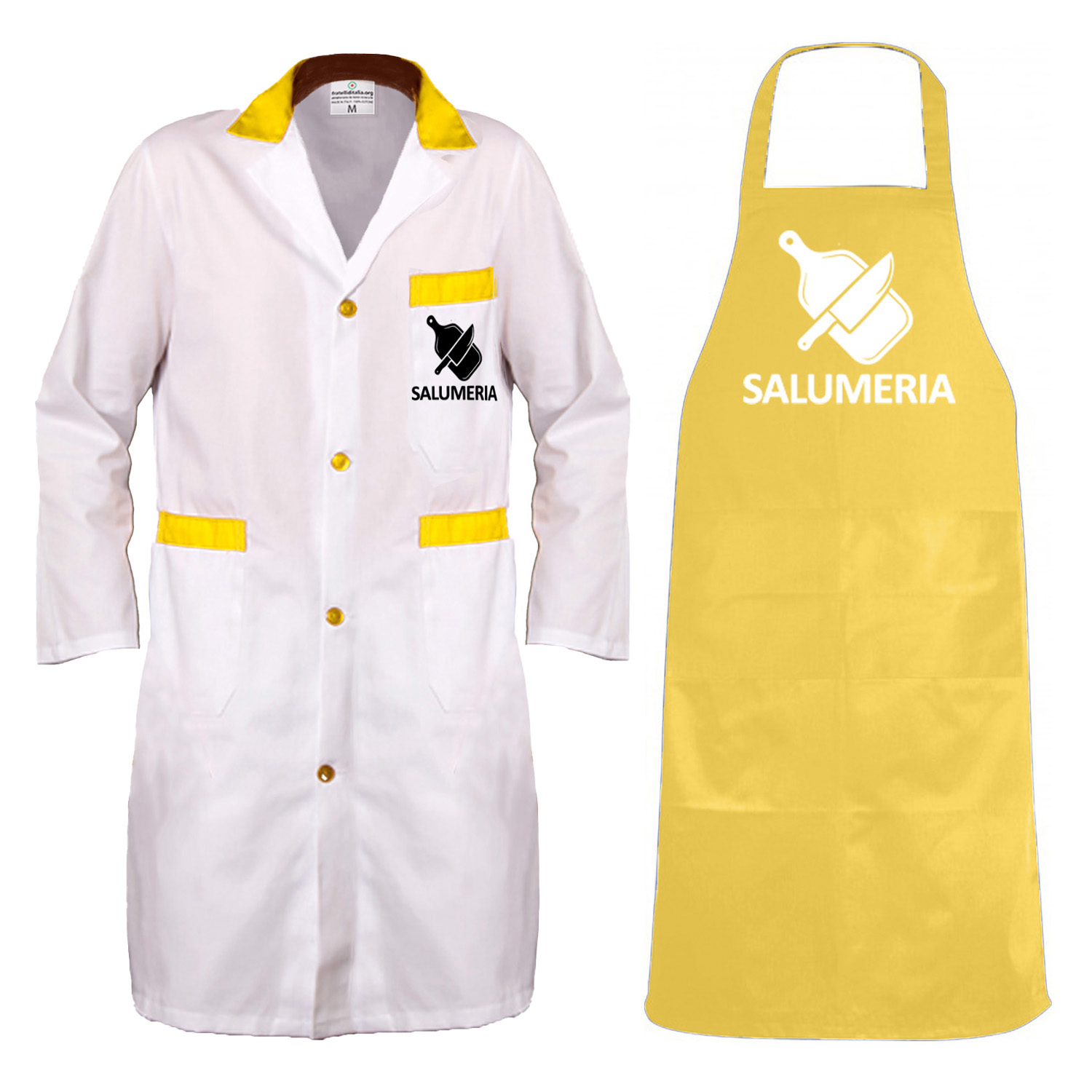 Kit Divisa Uomo supermercato Camice e grembiule Ideale per salumerie laboratori macellerie made in italy