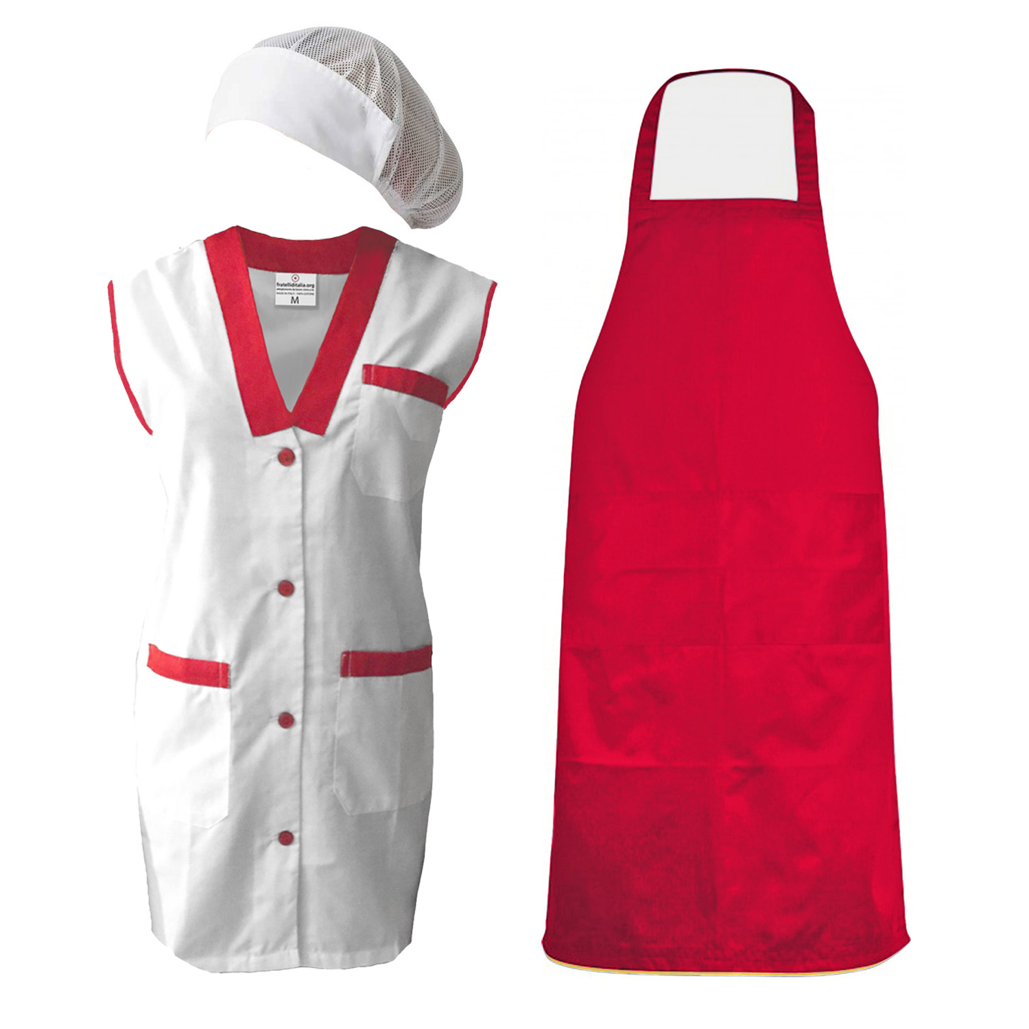 Arbeitskleidungssatz für Damen für Molkereien, Labore und Supermärkte. Anpassbar mit Ihrem Namen und Logo