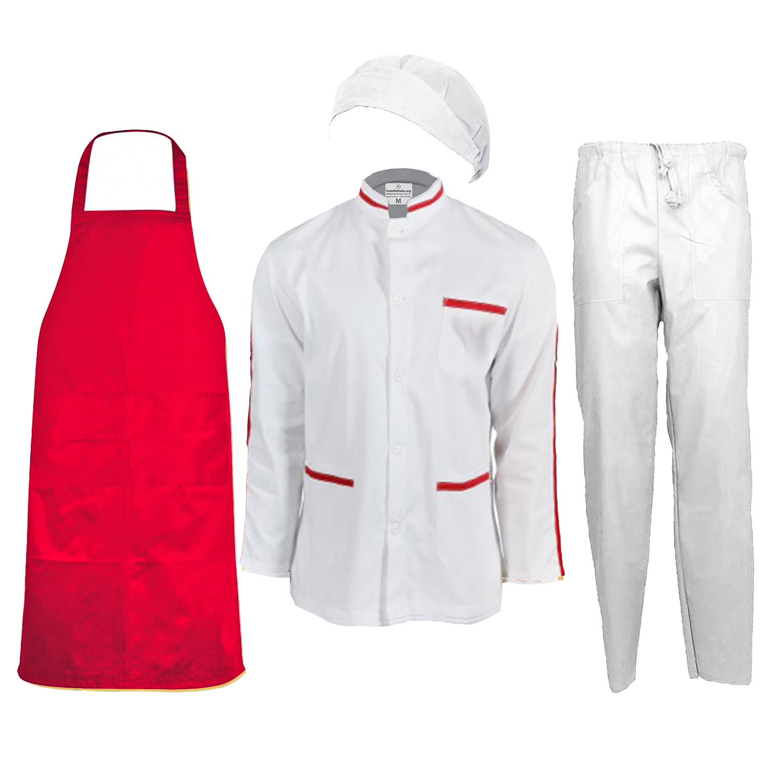 Kit divisa uomo con casacca grembiule cuffia pantalone ideale per caseifici laboratori e supermercati Personalizzabile con il tuo logo o il tuo nome