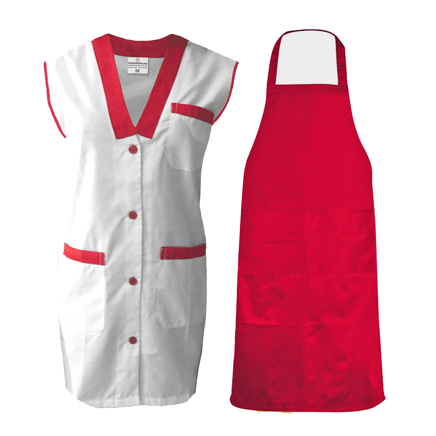 Kit da lavoro donna con camice e grembiule caseifici laboratori mozzarella latteria supermercati Personalizzabile