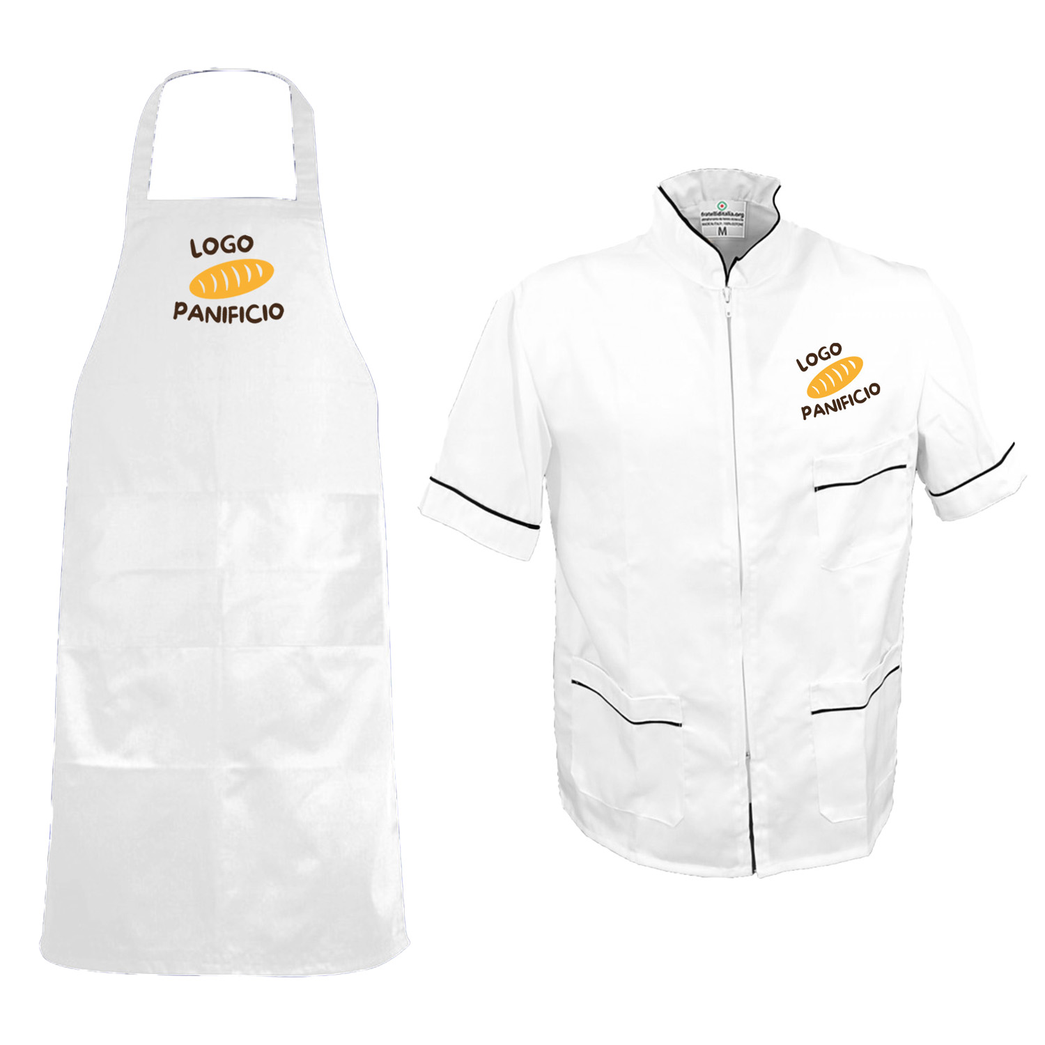 Men\'s Kit for Bakery Counter with Tunic and Apron. Customizable with logo and name