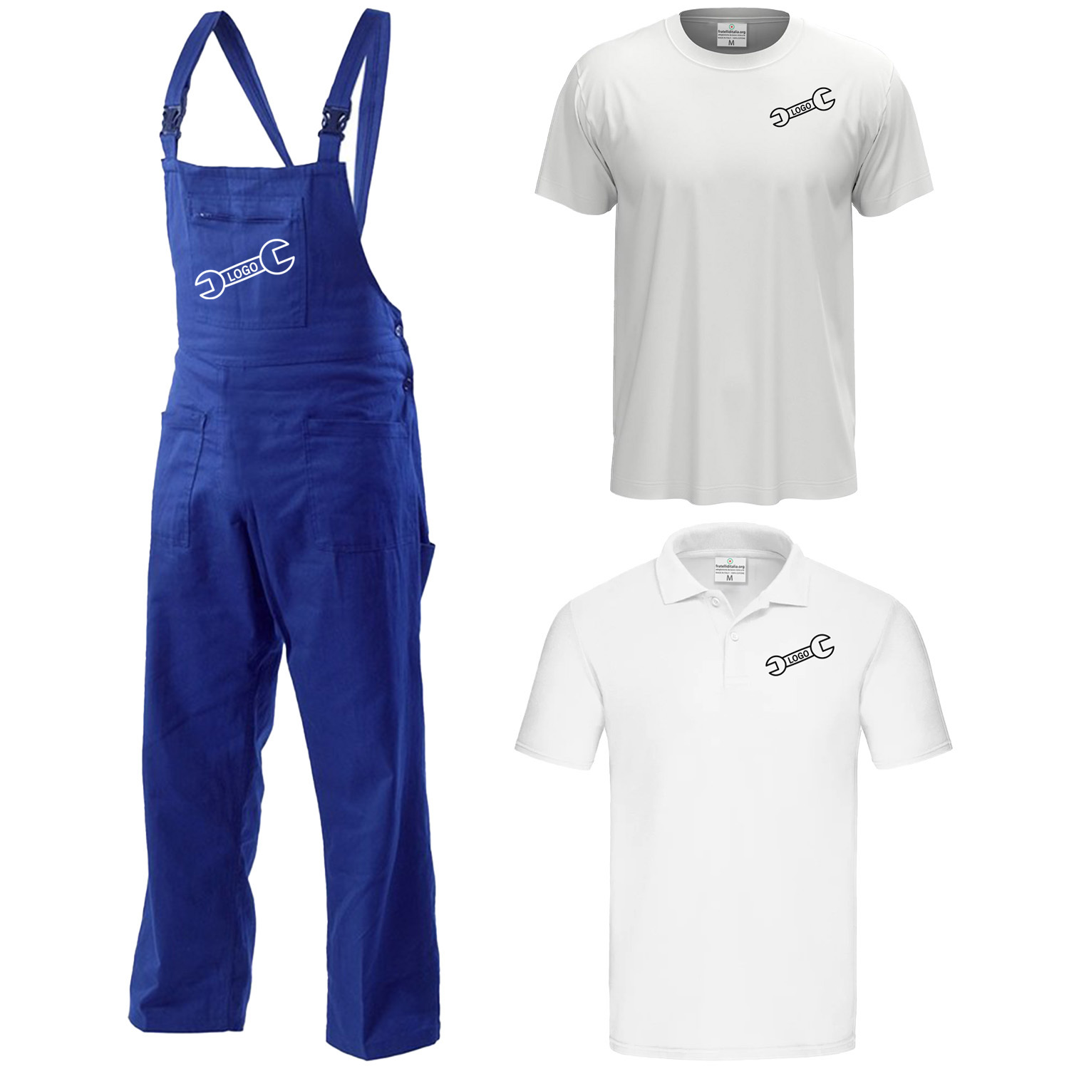 Kit da lavoro Polo T-shirt e salopette per carrozzieri elettricisti falegnami gommisti idraulici e meccanici Include