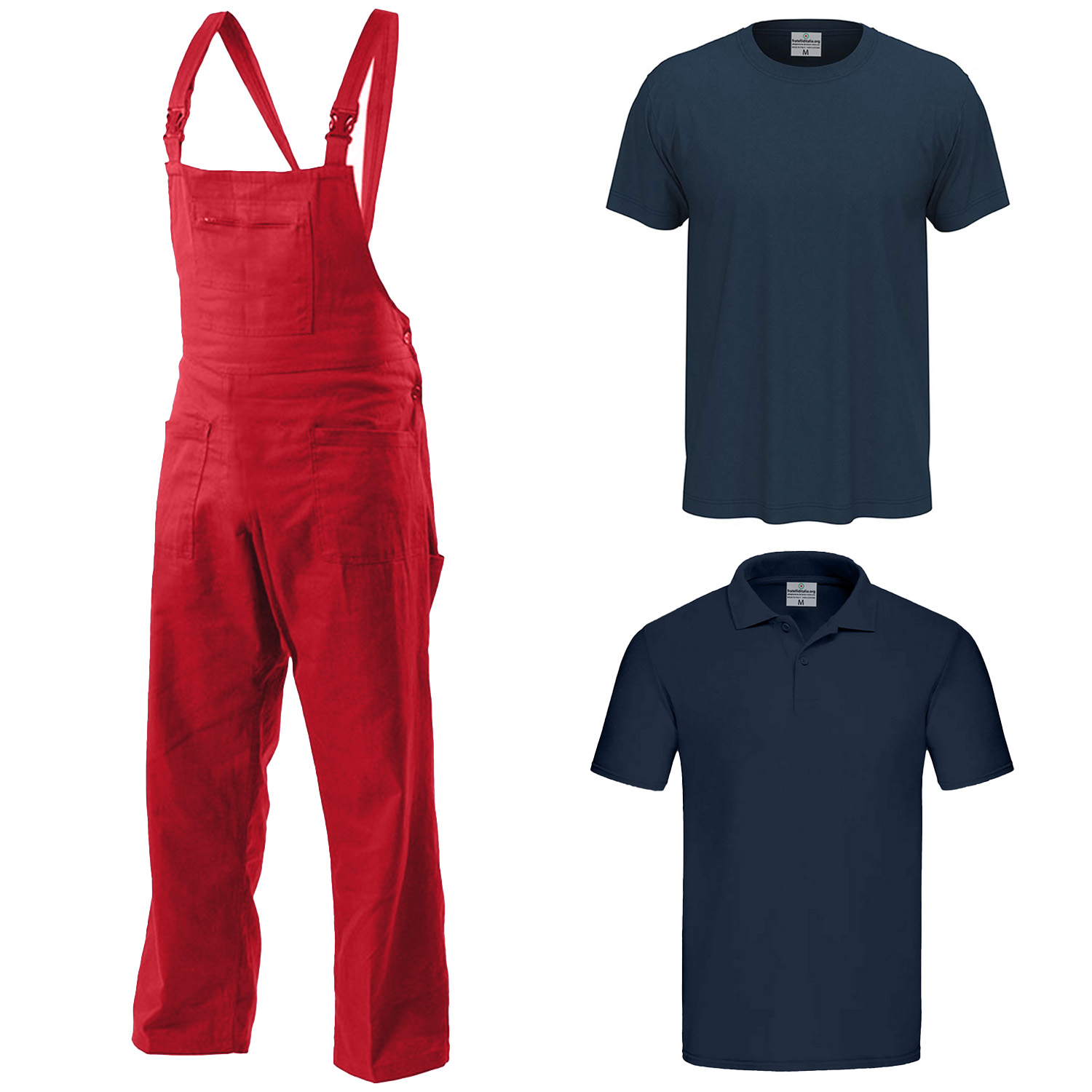 Kit da lavoro Polo T-shirt e salopette per carrozzieri elettricisti falegnami gommisti idraulici e meccanici Include