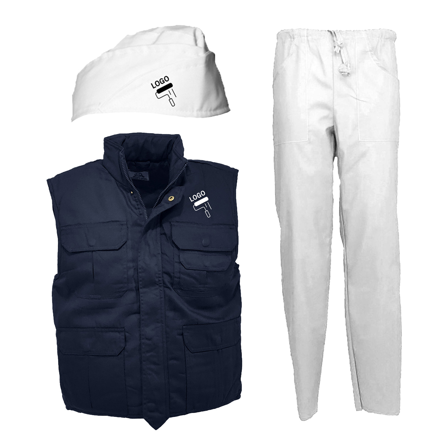 Kit imbianchino composto da Gilet Pantalone e Cappello per i professionisti
