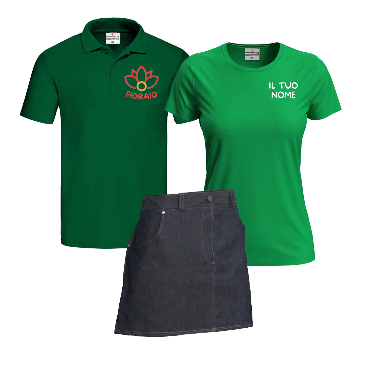 Kit Fleuriste Femme : T-shirt, Polo et Tablier Personnalisables avec Nom et Logo