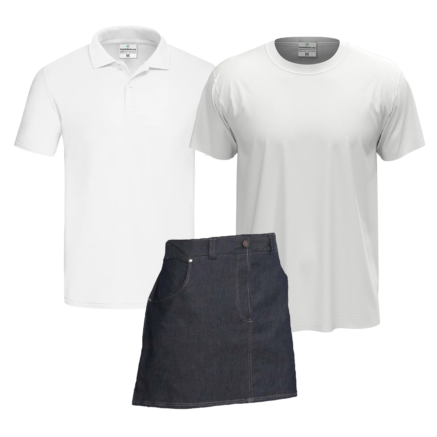 Kit Uomo Include un grembiule corto in jeans una polo e una t-shirt per Fioraio varie taglie e colori