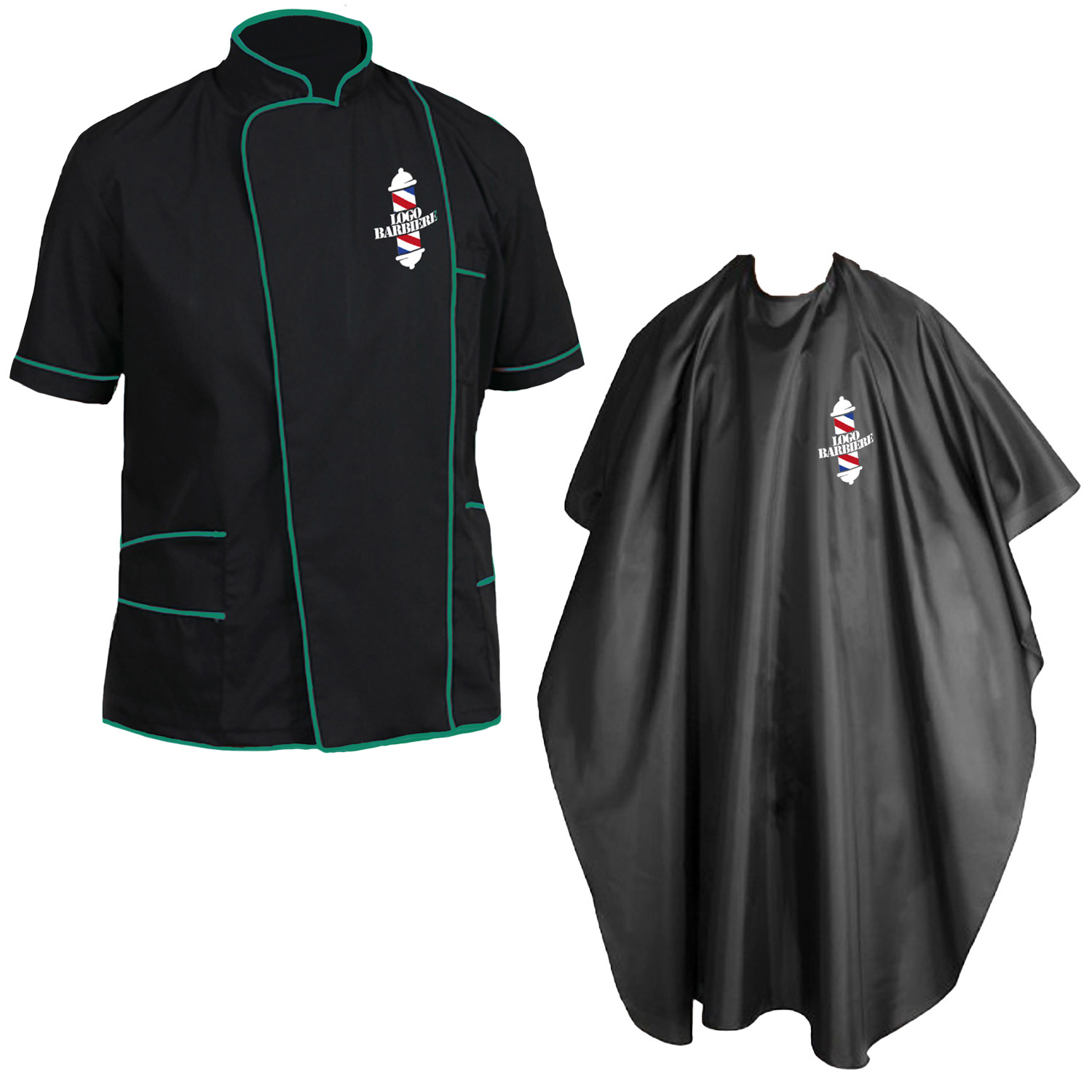 Kit Barbiere Parrucchiere con Casacca e Mantella - Personalizzabile con Nome e Logo