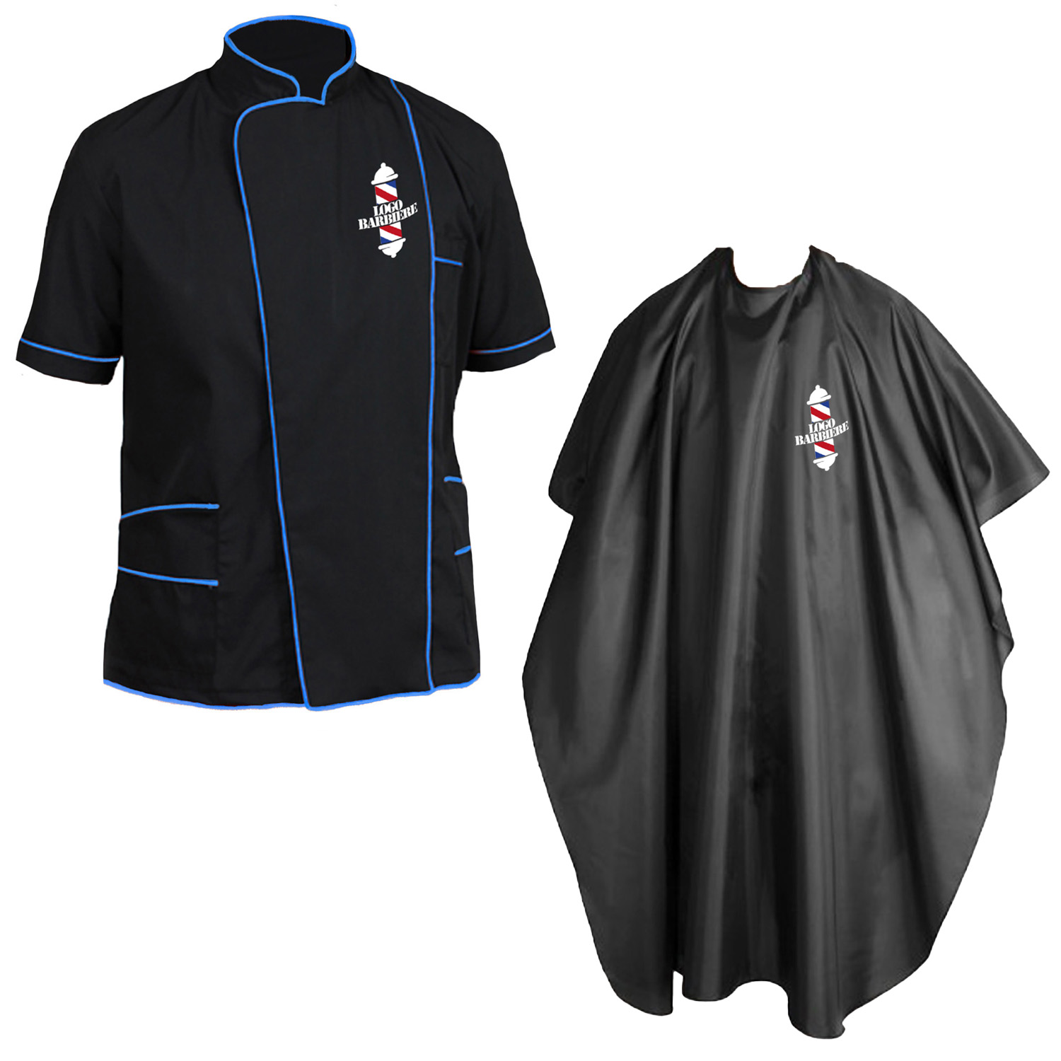 Kit Barbiere Parrucchiere con Casacca e Mantella - Personalizzabile con Nome e Logo