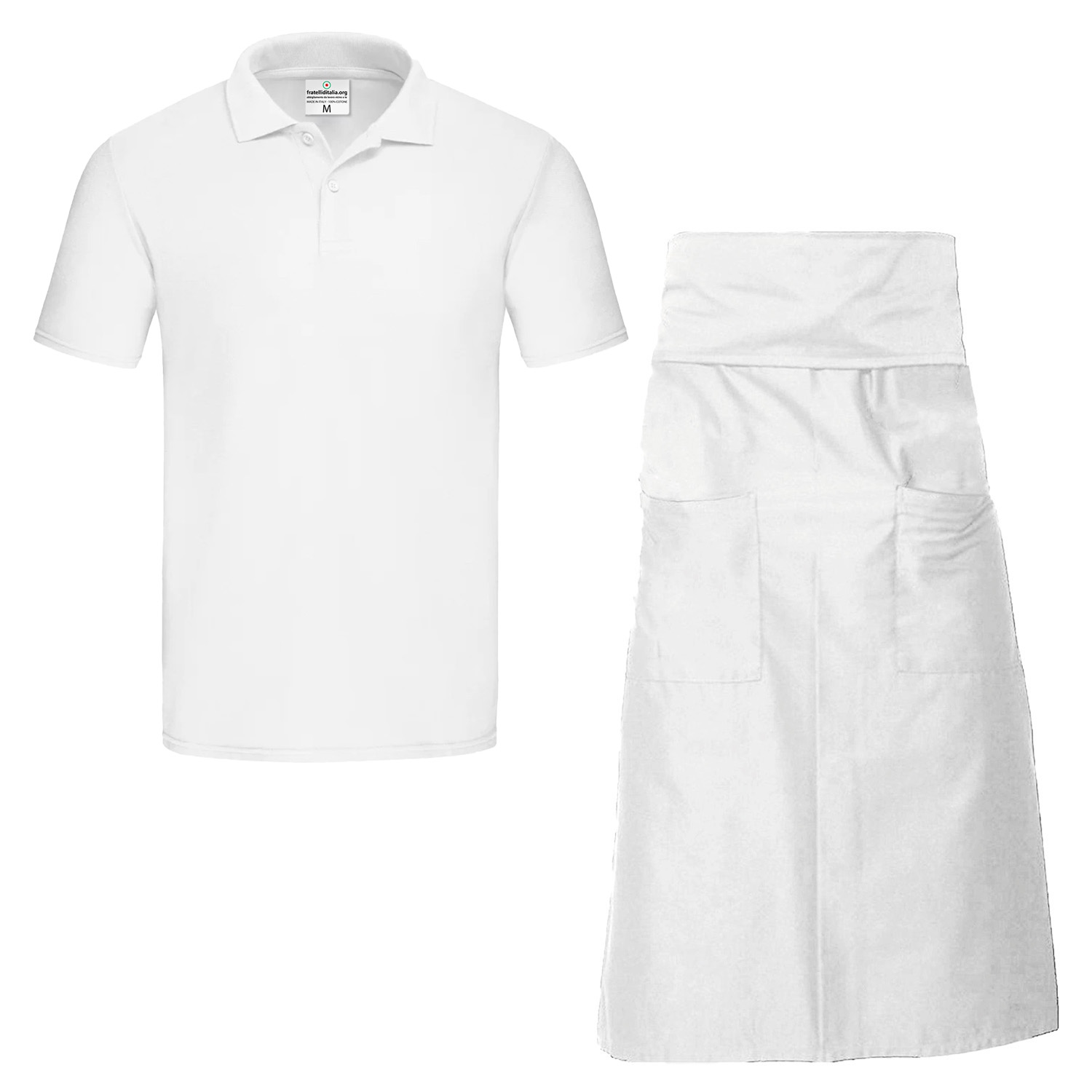 Apron and Polo Shirt Kit for Barista and Waiter - Customizable with Logo and Name