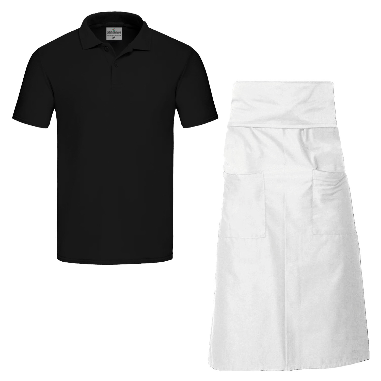 Apron and Polo Shirt Kit for Barista and Waiter - Customizable with Logo and Name