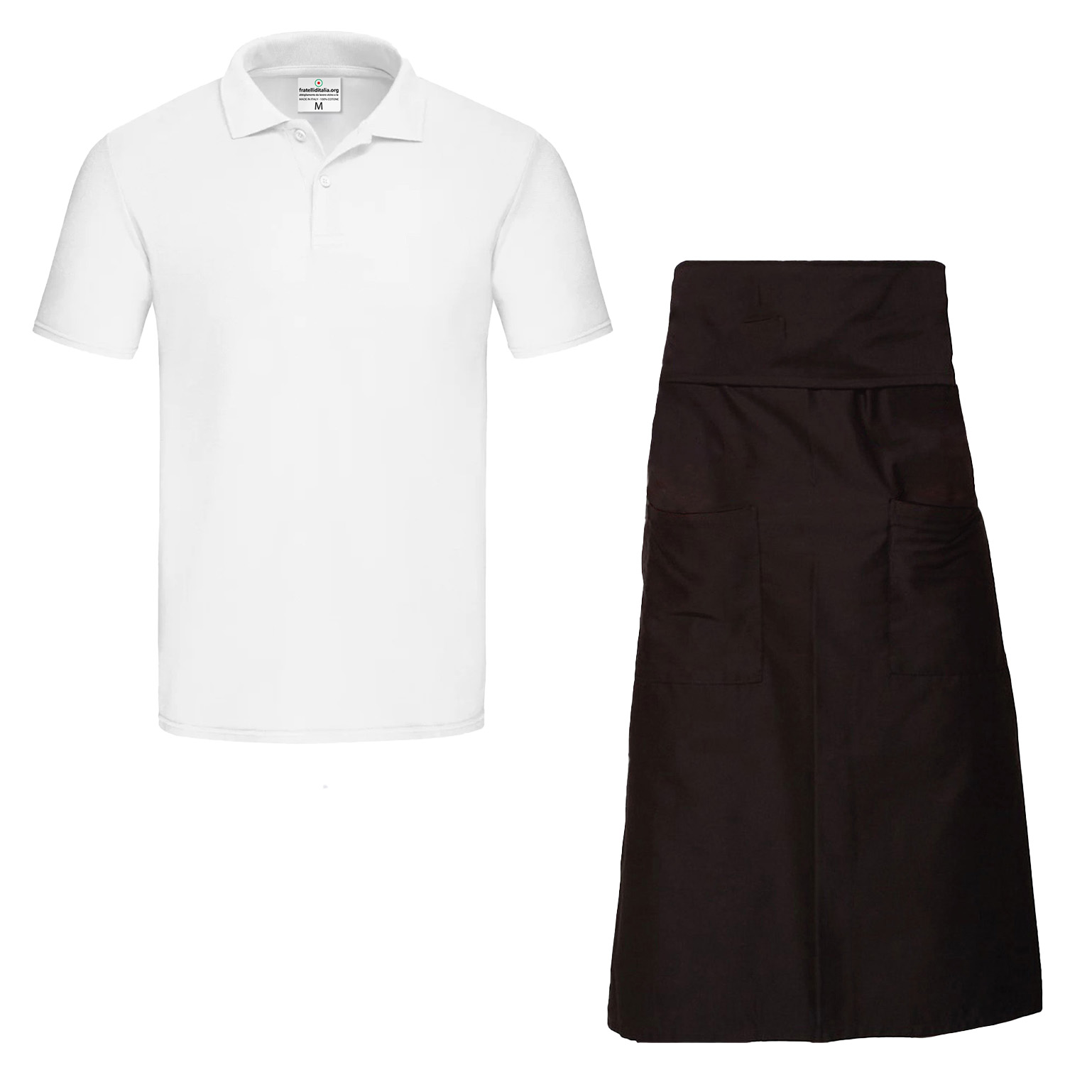 Apron and Polo Shirt Kit for Barista and Waiter - Customizable with Logo and Name