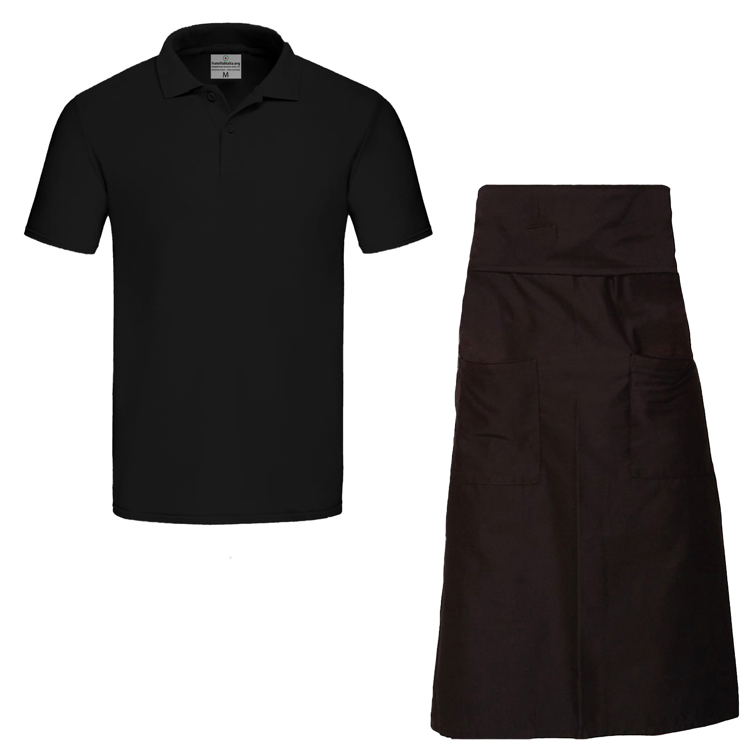 Apron and Polo Shirt Kit for Barista and Waiter - Customizable with Logo and Name