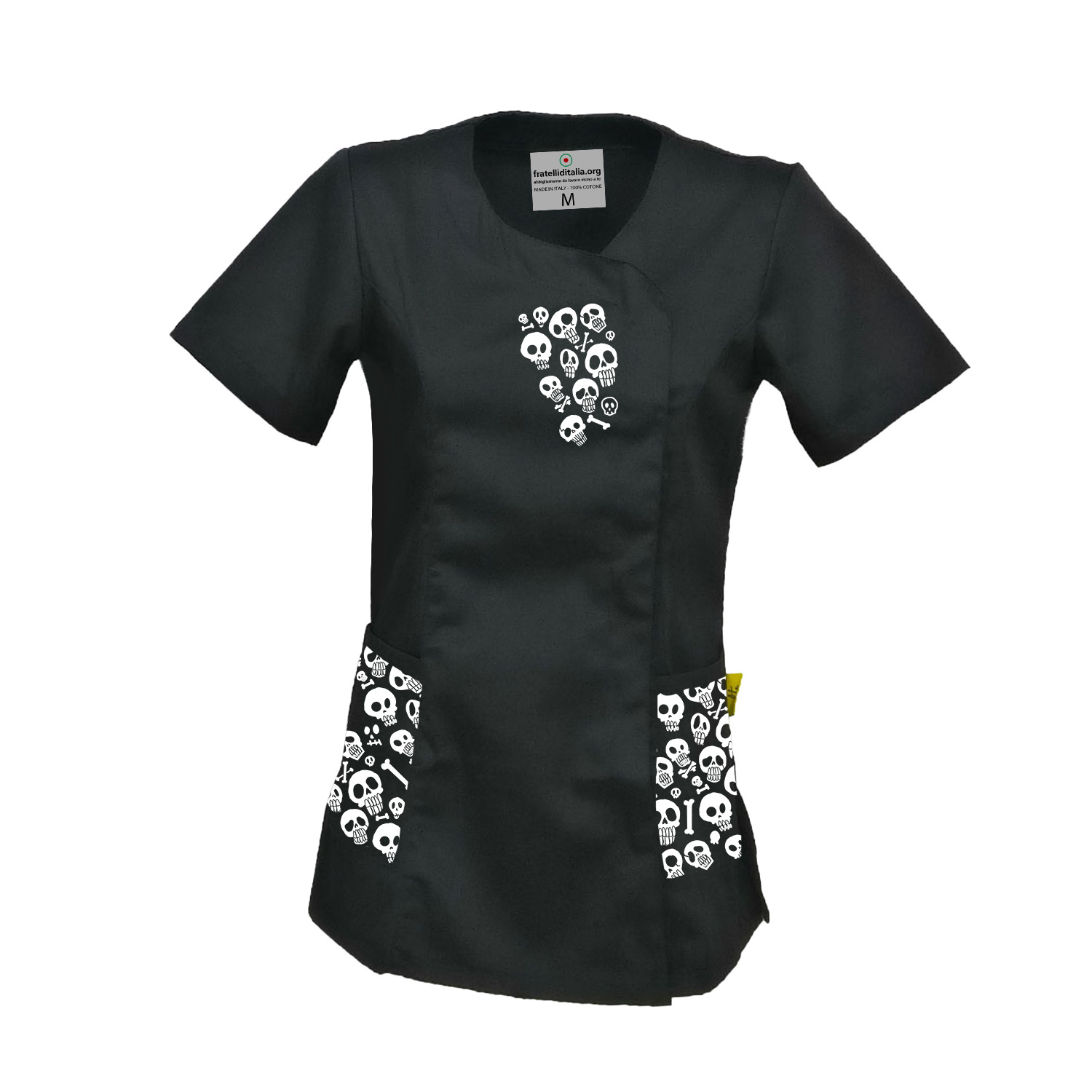 Camice casacca lavoro nero estivo donna parrucchiera estetista - Halloween Edition.