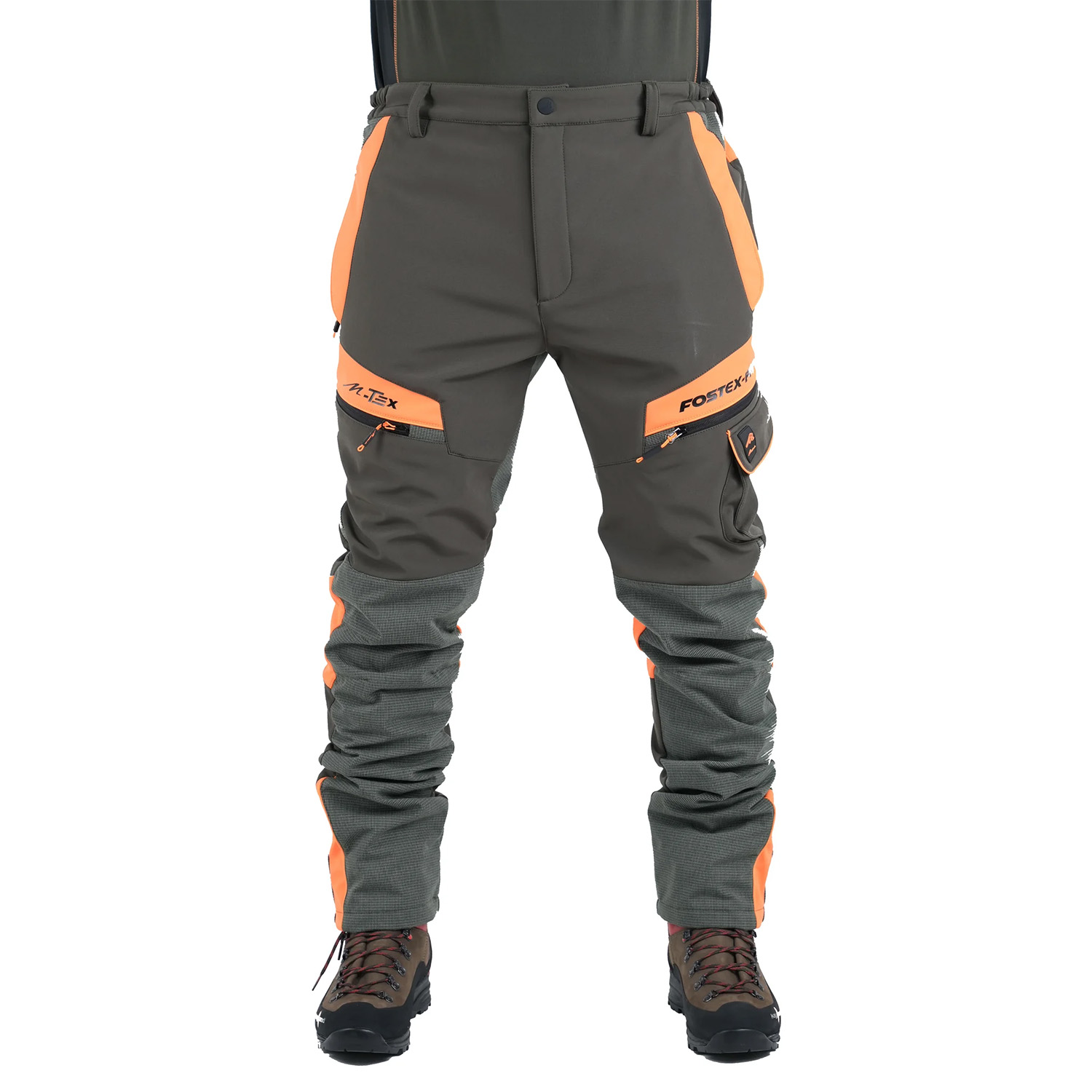 Pantalone softshell caccia cinghiale arancione tecnico tasche sporivo