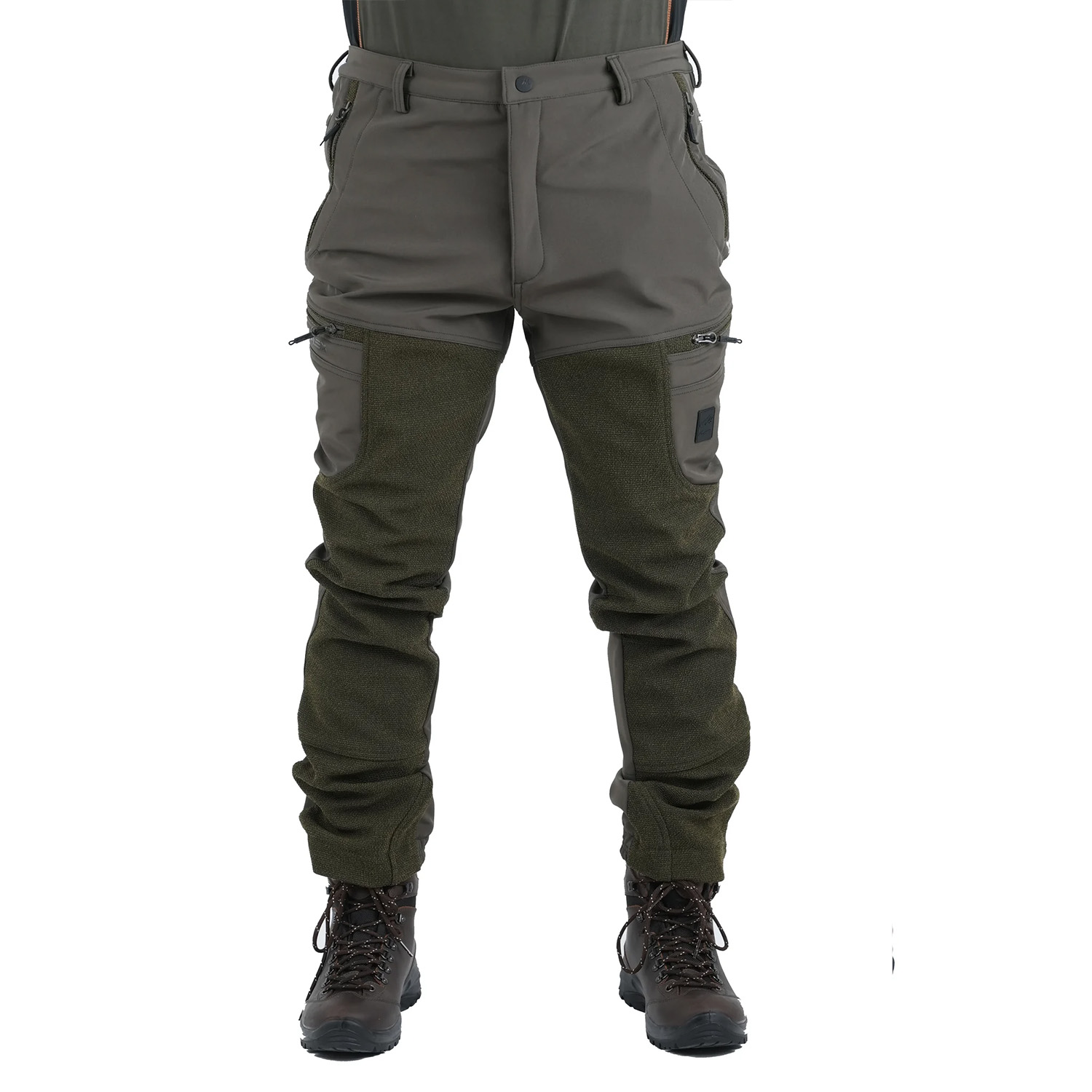 Pantalone softshell da caccia impermeabile e traspirante elasticizzato doppiato in pile e membrana M-tex