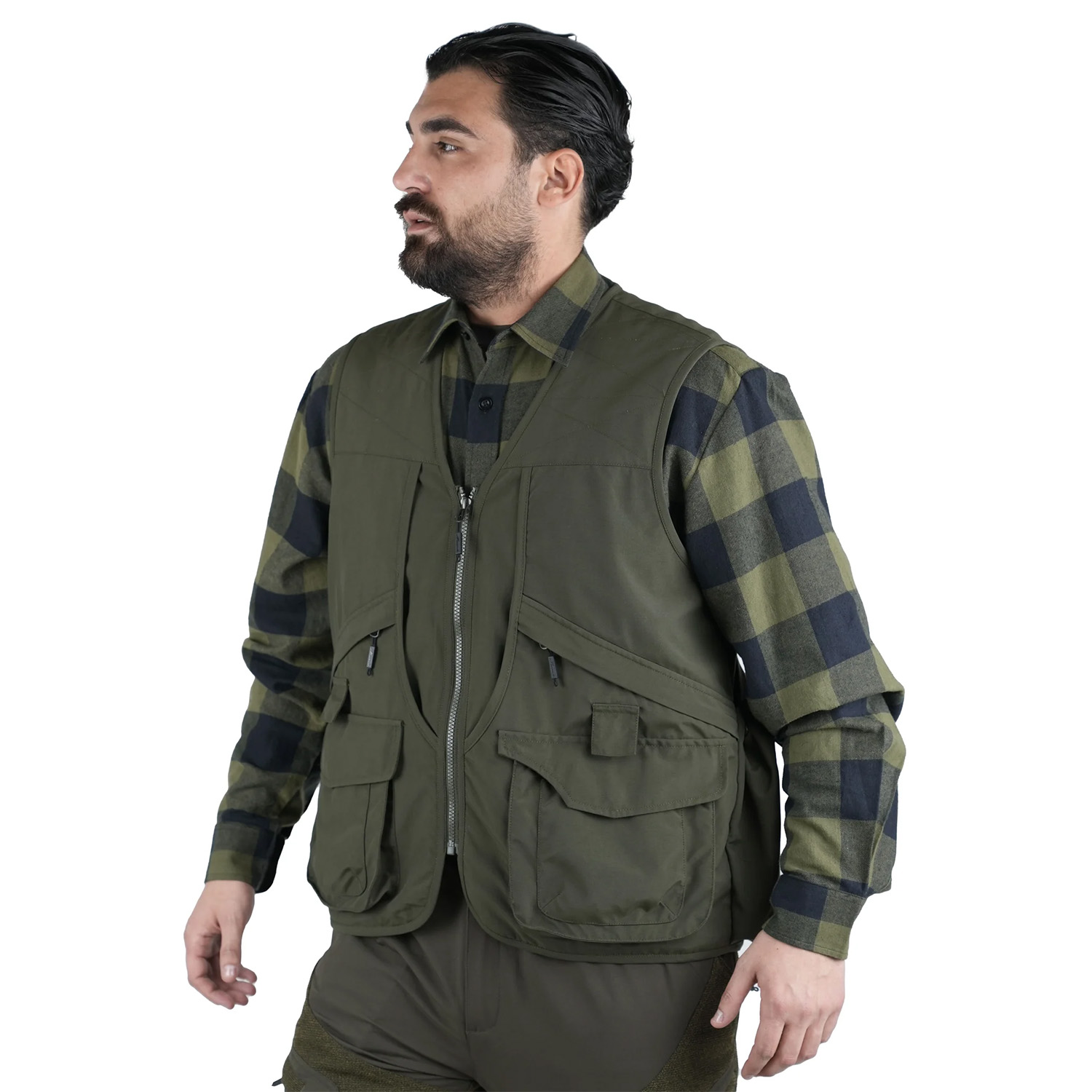 Gilet smanicato carniere membrana M-tex impermeabile caccia tascone posteriore staccabile