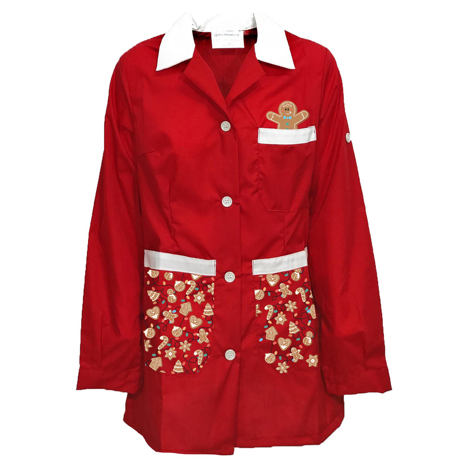 Camice Grembiule Natalizio Maestra bidella Scuola Asilo infanzia educatrice bottoni Natale lavoro