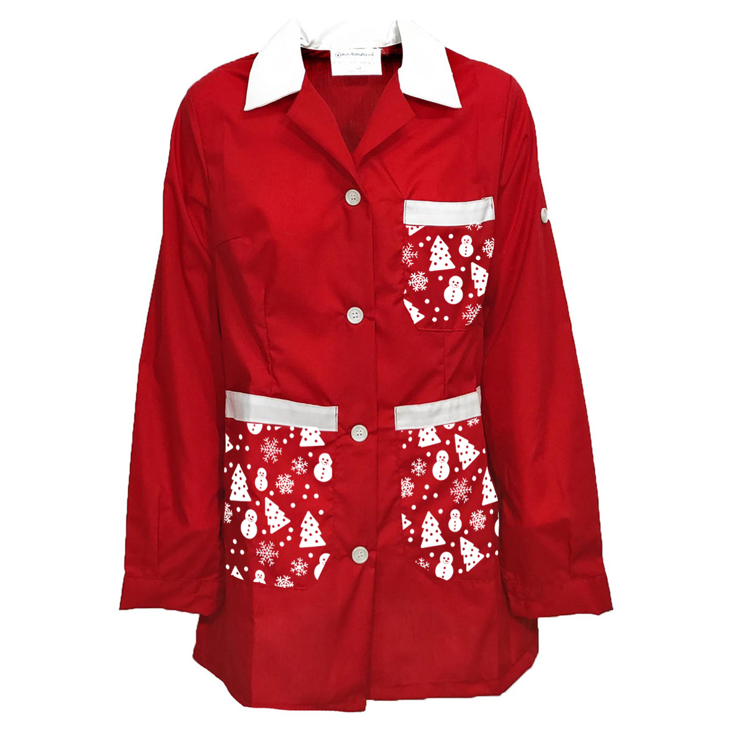 Camice Grembiule Natalizio Maestra bidella Scuola Asilo infanzia educatrice bottoni Natale lavoro