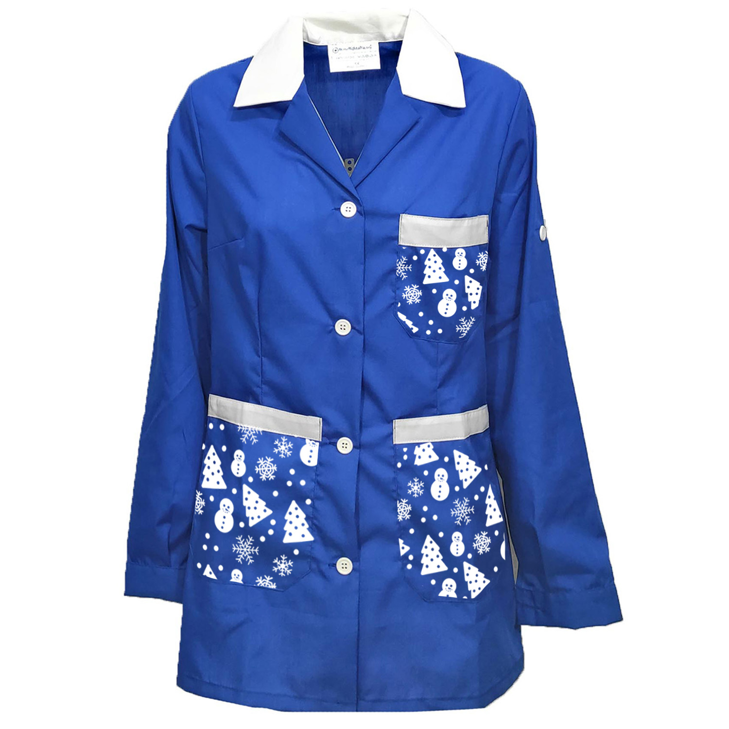 Camice Grembiule Natalizio Maestra bidella Scuola Asilo infanzia educatrice bottoni Natale lavoro