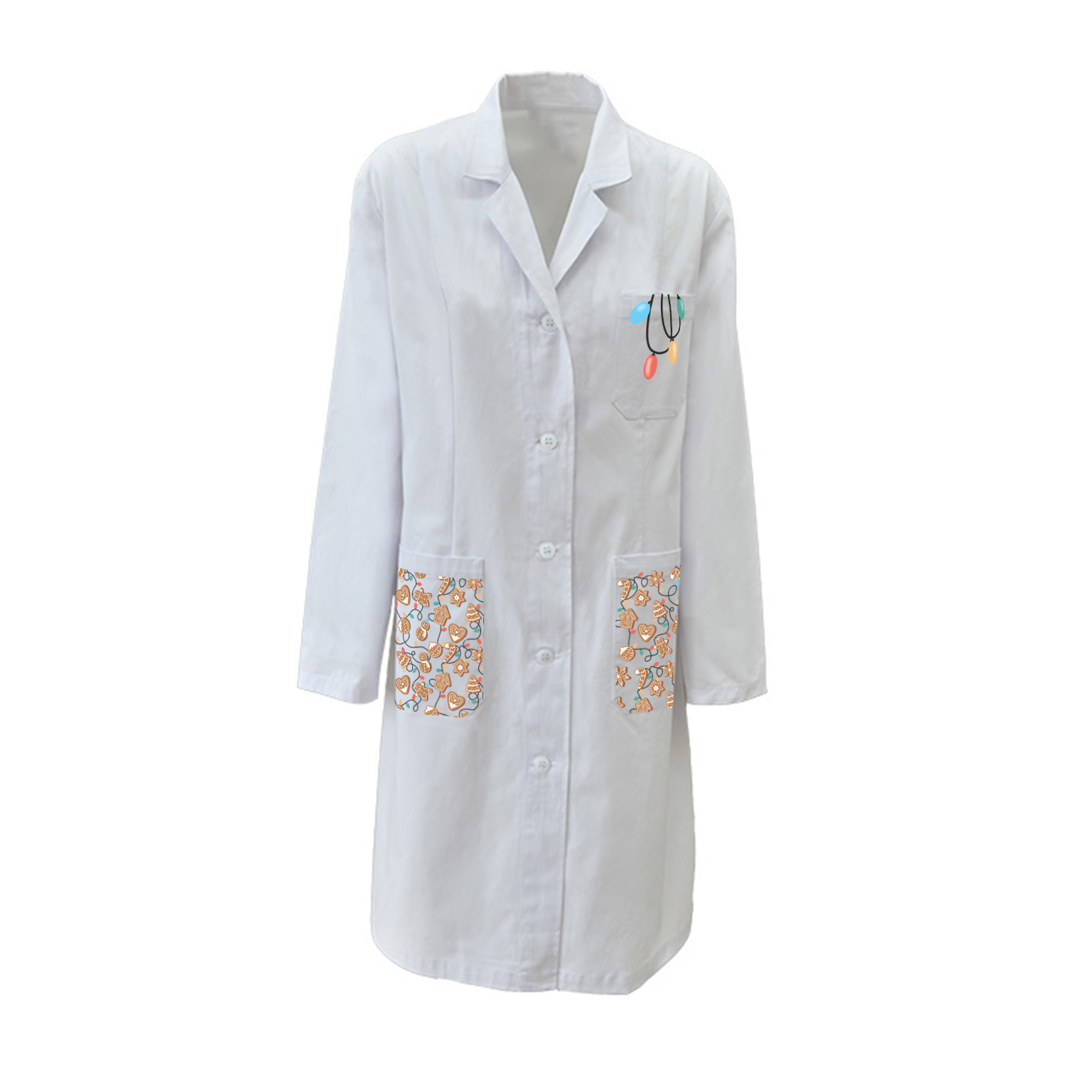 Camice bianco Natalizio ospedaliero lavoro Donna medico dottore veterinario bottoni pediatra laboratorio